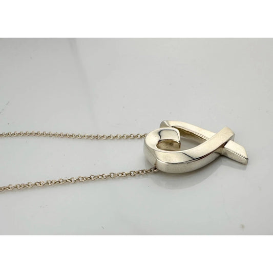 Tiffany and Co Paloma Picasso Medium Loving Heart Pendant Necklace in Sterling - Tiffany and Co - Luxury Item - A+ Stuff