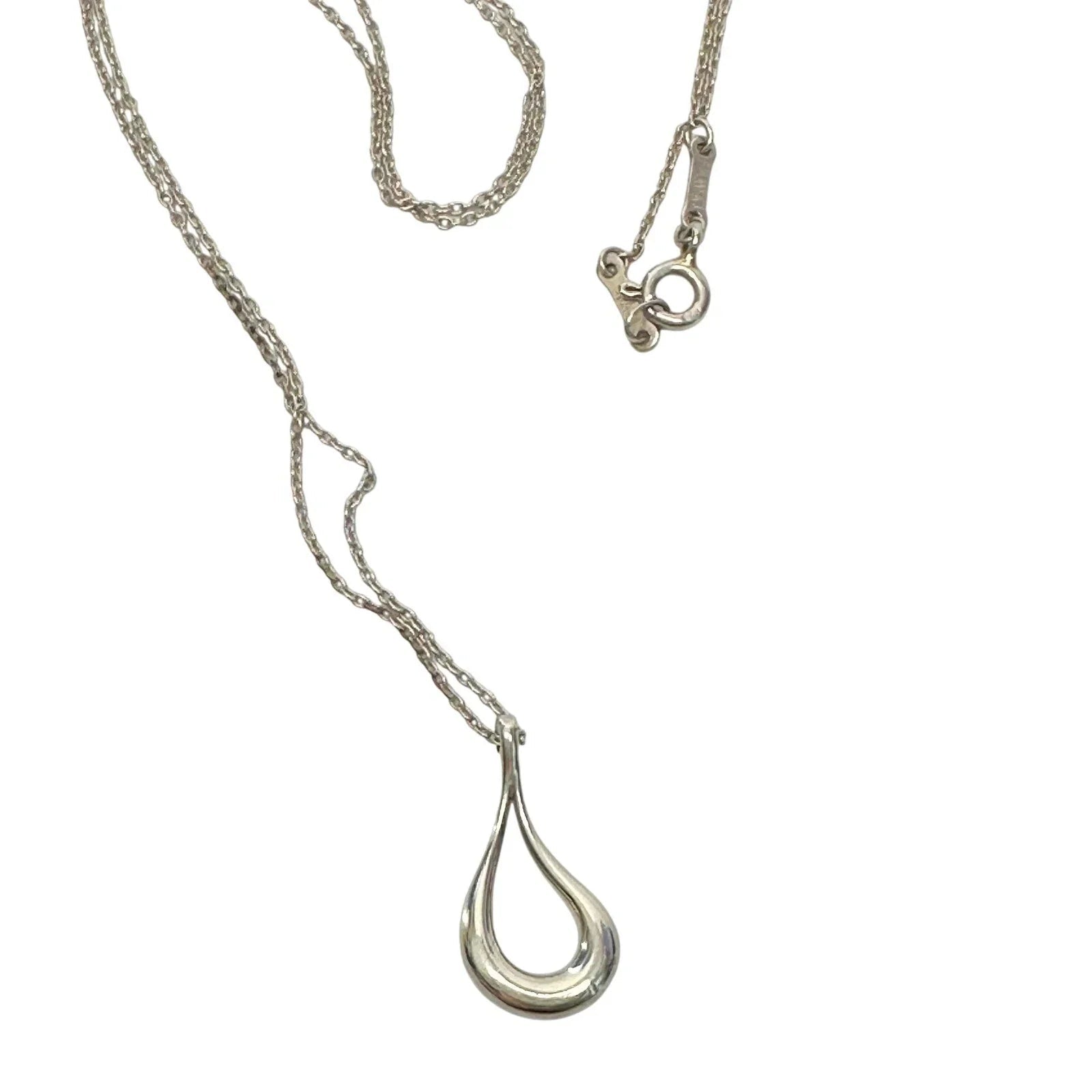 Tiffany and Co Small Elsa Peretti Teardrop Pendant Necklace 18" - Sterling Silver - Tiffany & Co. - Necklace with Pendant - A+ Stuff