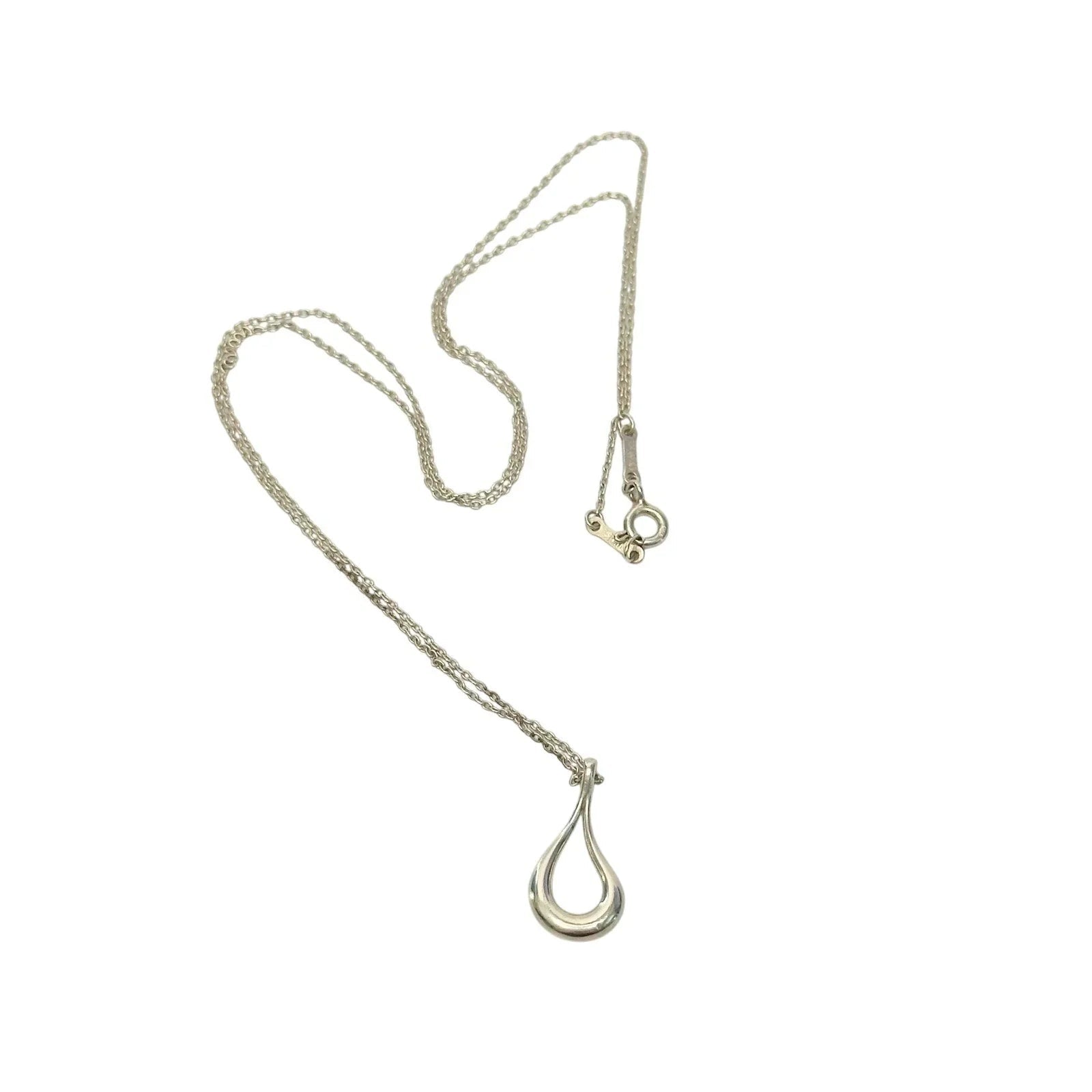 Tiffany and Co Small Elsa Peretti Teardrop Pendant Necklace 18" - Sterling Silver - Tiffany & Co. - Necklace with Pendant - A+ Stuff
