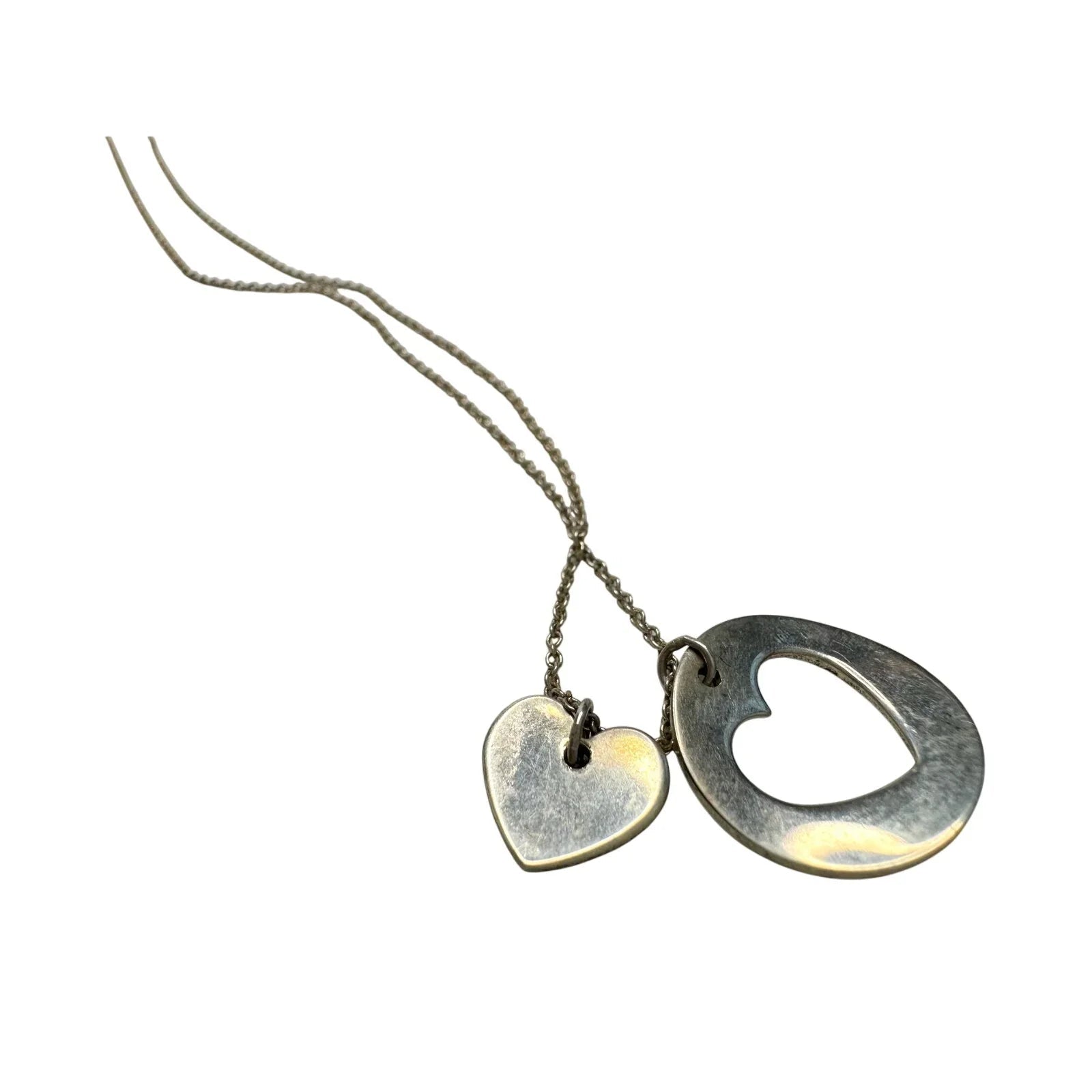 Tiffany & Co. 2 Heart Necklace - Stencil Heart Pendant with Cutout Heart - Tiffany & Co. - Pendant with Necklace - A+ Stuff
