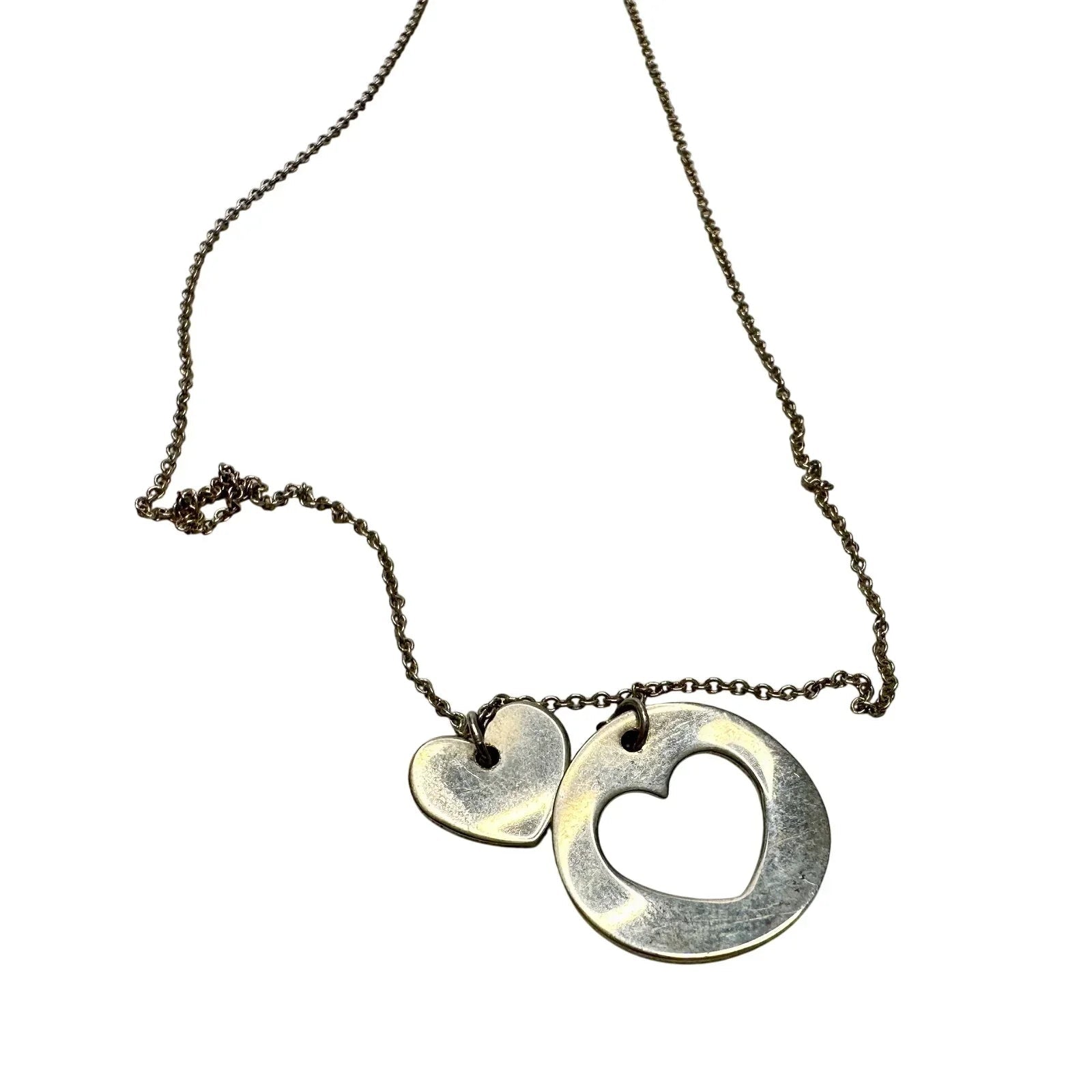 Tiffany & Co. 2 Heart Necklace - Stencil Heart Pendant with Cutout Heart - Tiffany & Co. - Pendant with Necklace - A+ Stuff
