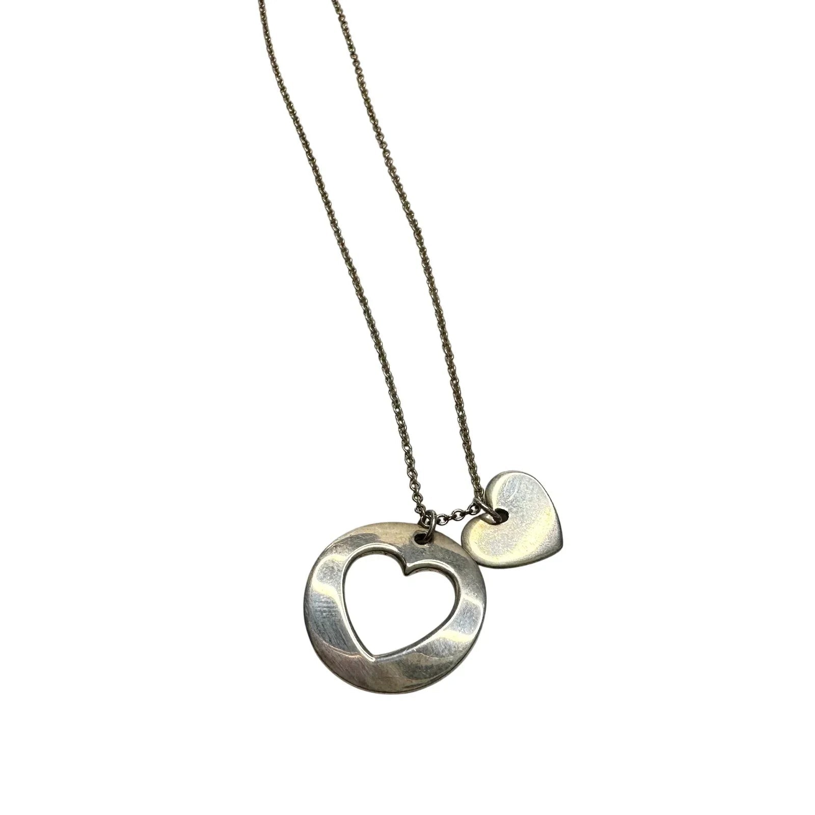 Tiffany & Co. 2 Heart Necklace - Stencil Heart Pendant with Cutout Heart - Tiffany & Co. - Pendant with Necklace - A+ Stuff