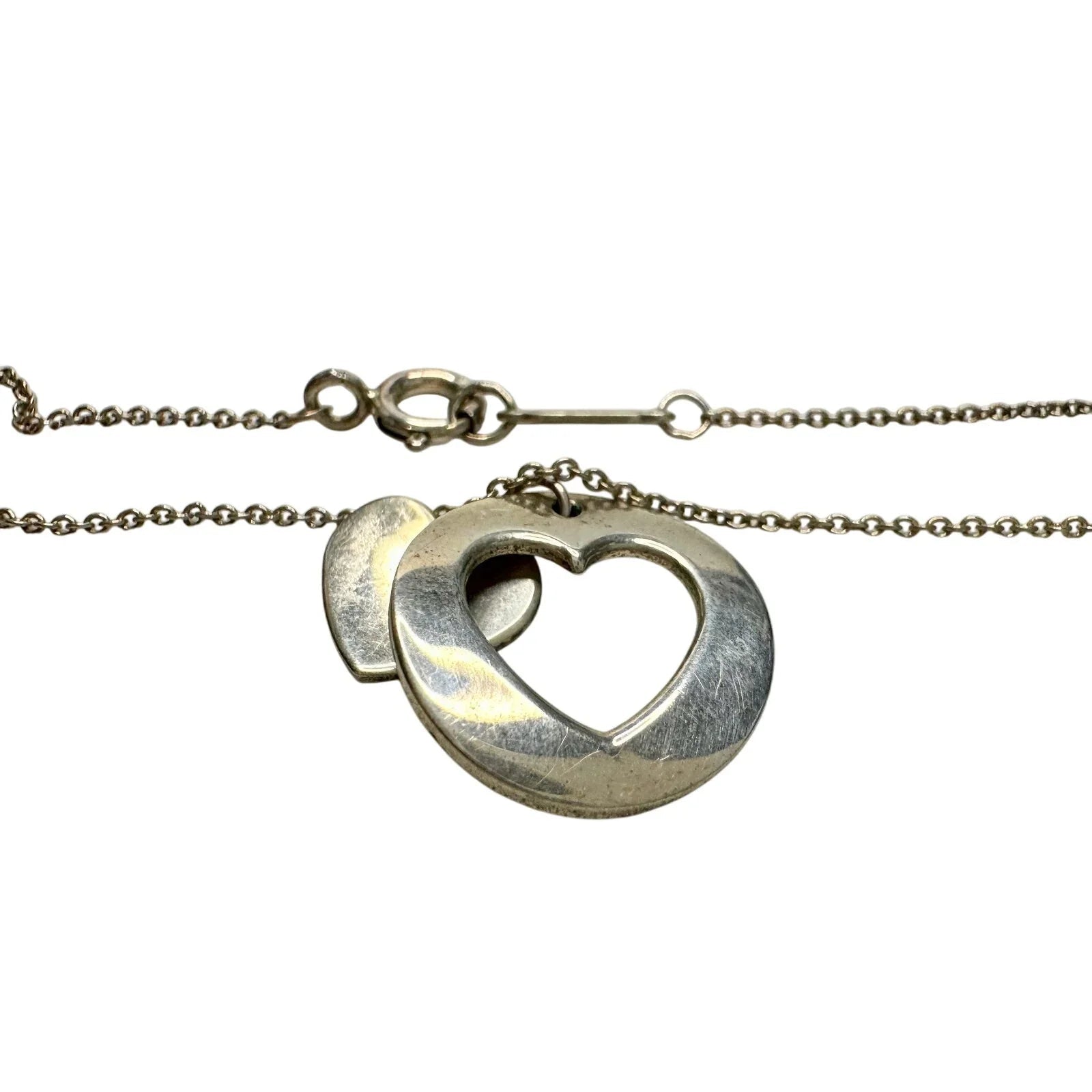 Tiffany & Co. 2 Heart Necklace - Stencil Heart Pendant with Cutout Heart - Tiffany & Co. - Pendant with Necklace - A+ Stuff