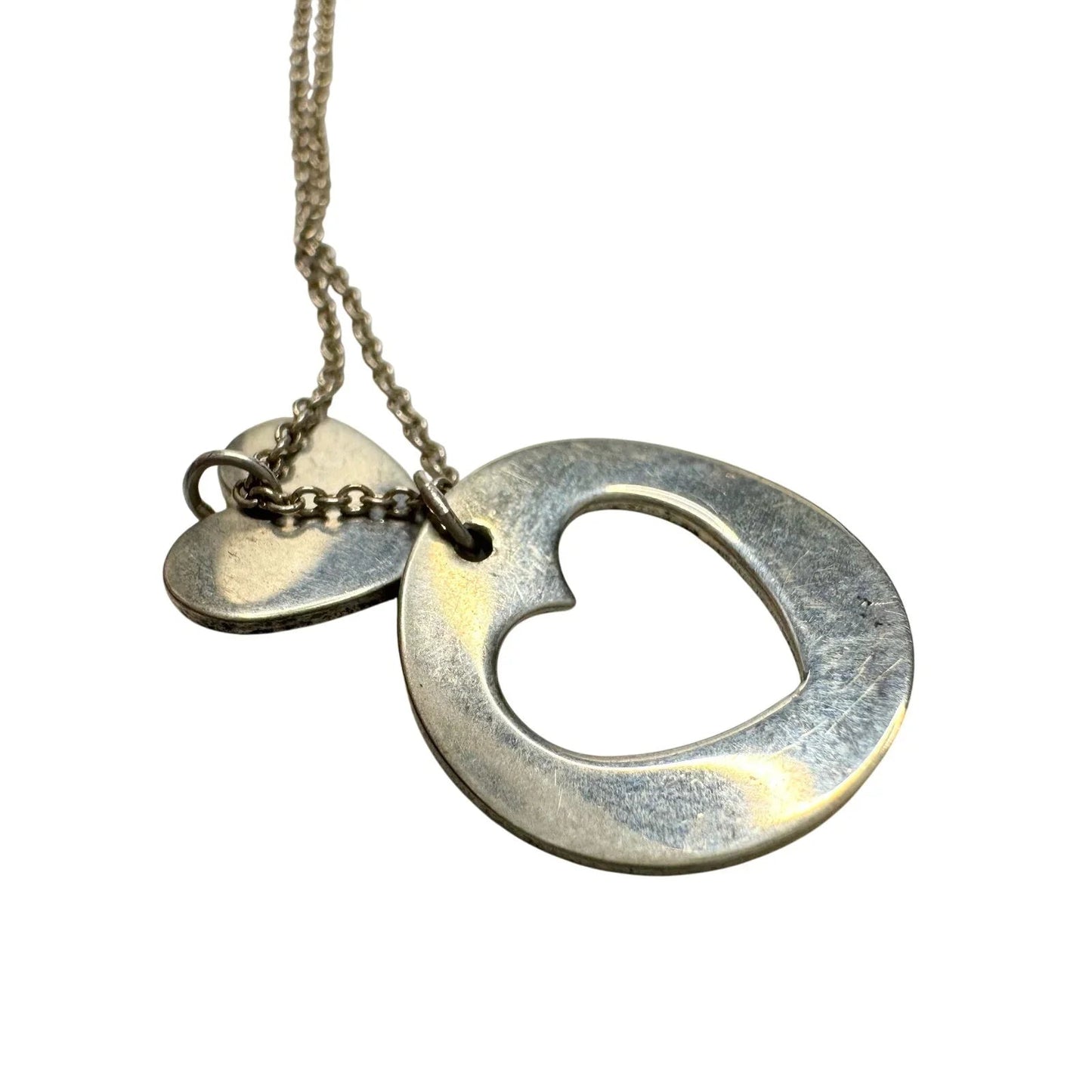 Tiffany & Co. 2 Heart Necklace - Stencil Heart Pendant with Cutout Heart - Tiffany & Co. - Pendant with Necklace - A+ Stuff