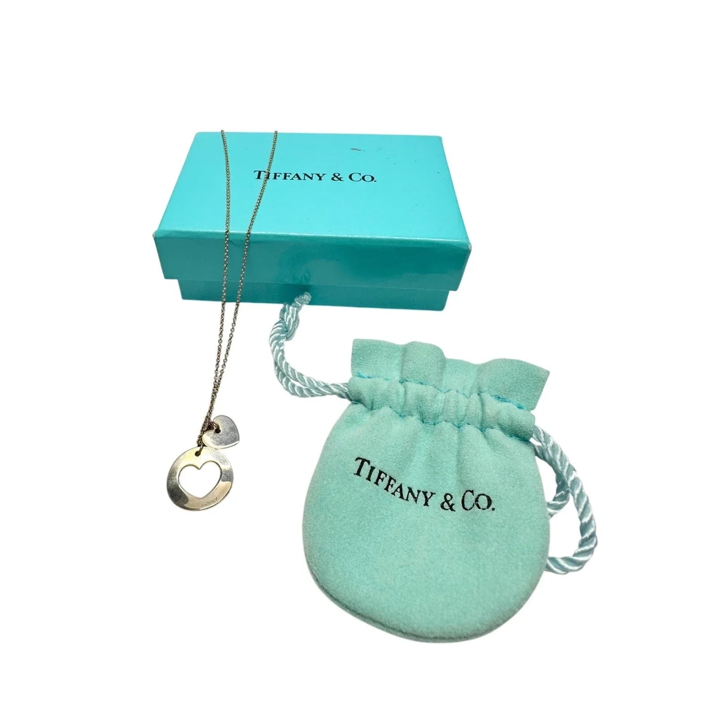 Tiffany & Co. 2 Heart Necklace - Stencil Heart Pendant with Cutout Heart - Tiffany & Co. - Pendant with Necklace - A+ Stuff