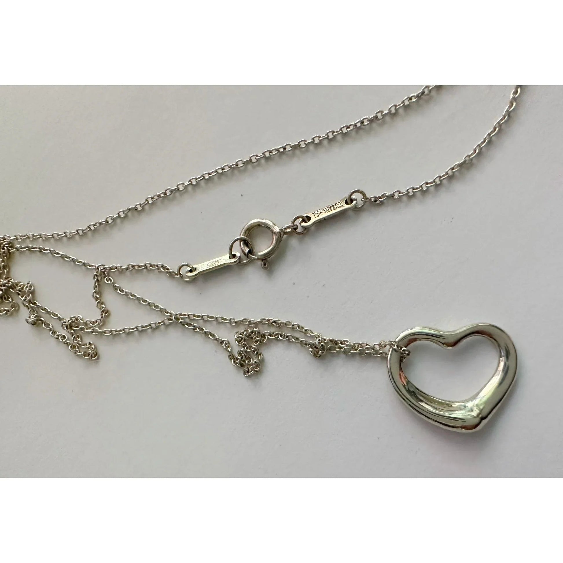 Tiffany & Co Elsa Peretti Open Heart Necklace in Sterling Silver with Dust Bag & Box - Tiffany & Co - A+ Stuff