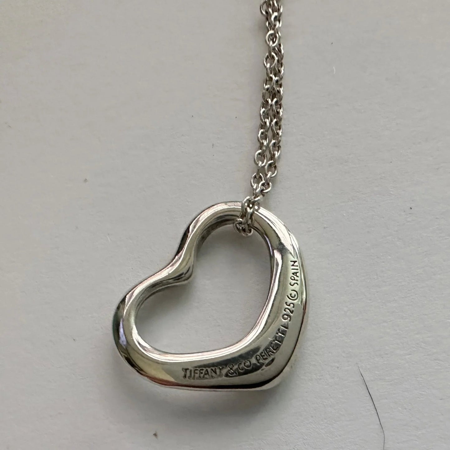 Tiffany & Co Elsa Peretti Open Heart Necklace in Sterling Silver with Dust Bag & Box - Tiffany & Co - A+ Stuff
