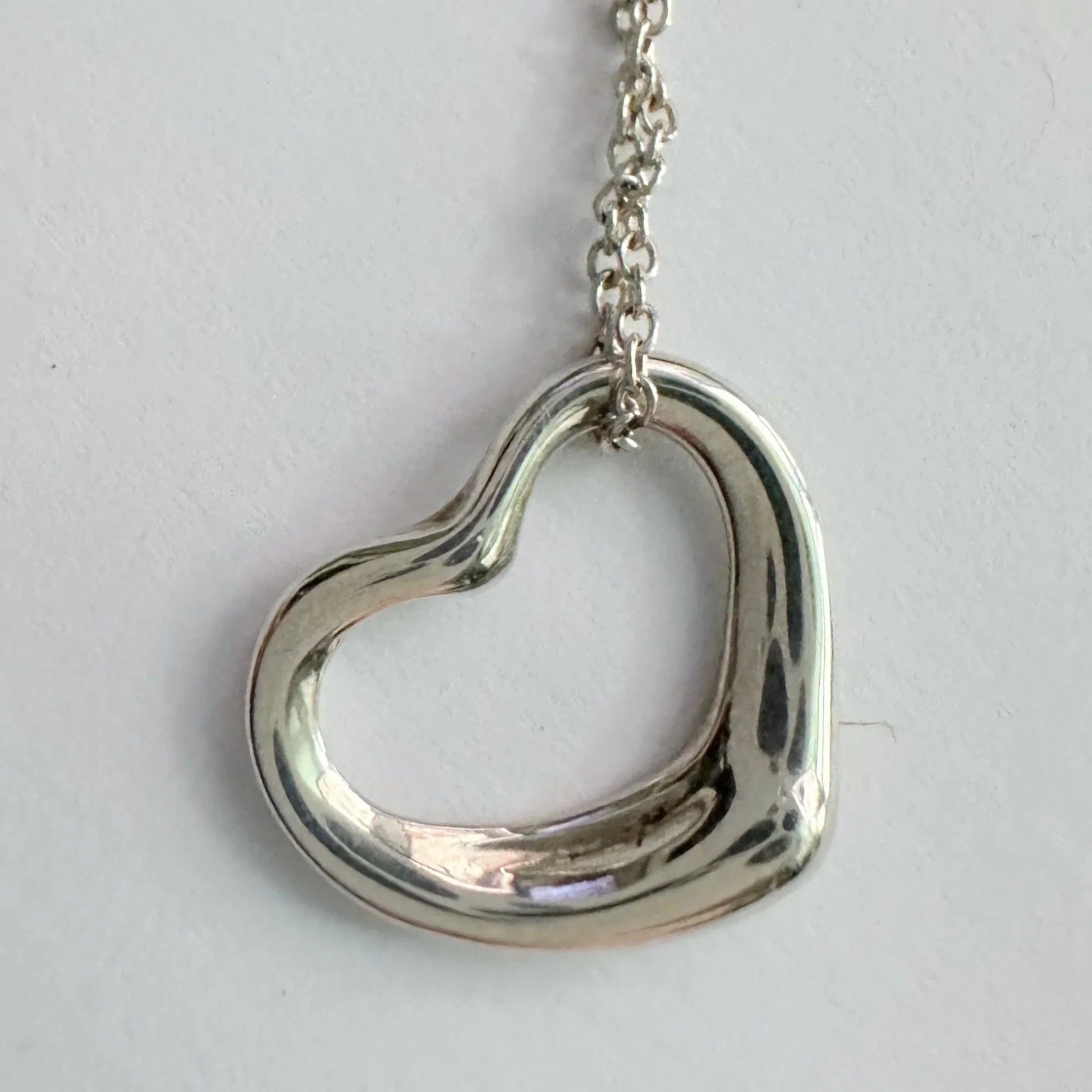 Tiffany & Co Elsa Peretti Open Heart Necklace in Sterling Silver with Dust Bag & Box - Tiffany & Co - A+ Stuff