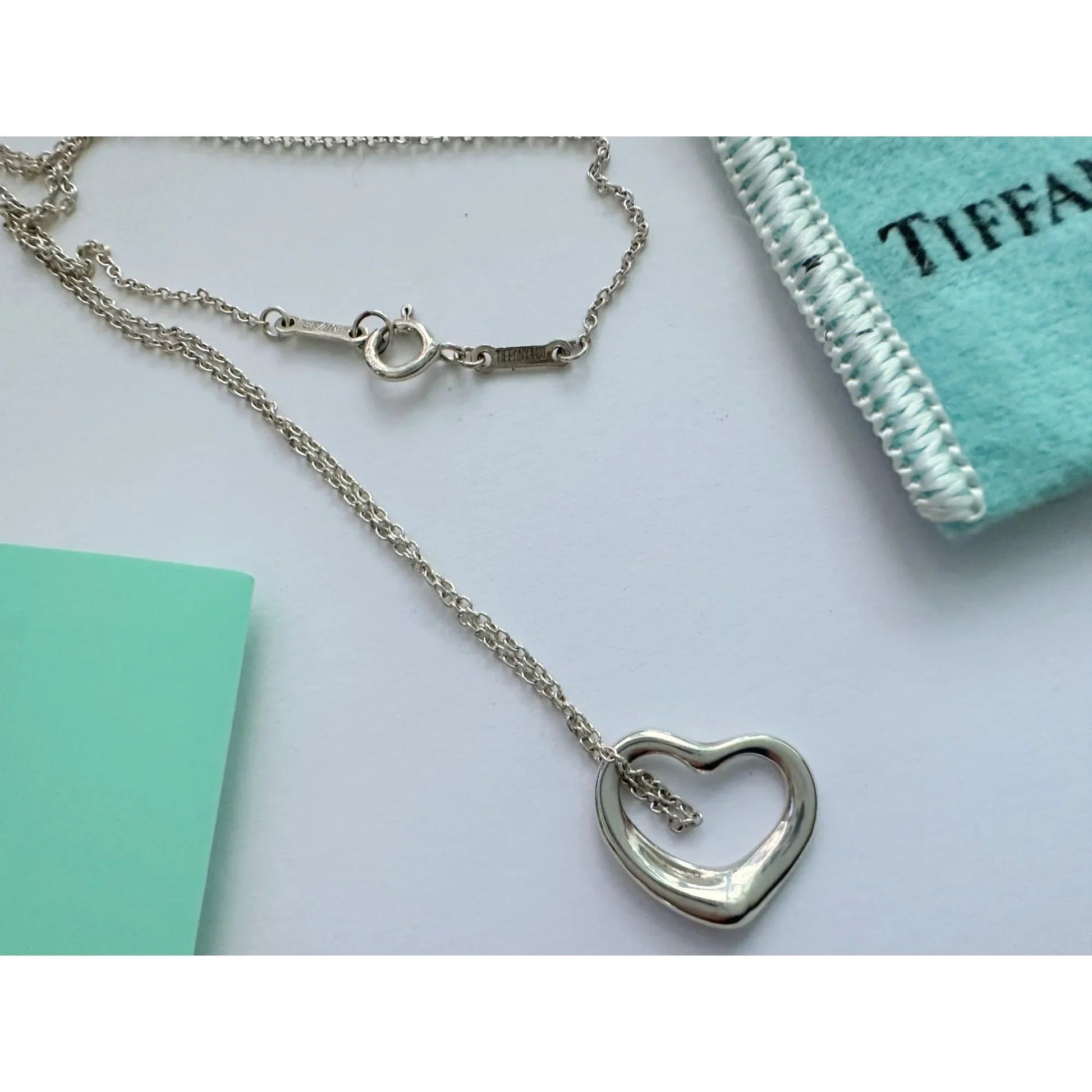 Tiffany & Co Elsa Peretti Open Heart Necklace in Sterling Silver with Dust Bag & Box - Tiffany & Co - A+ Stuff