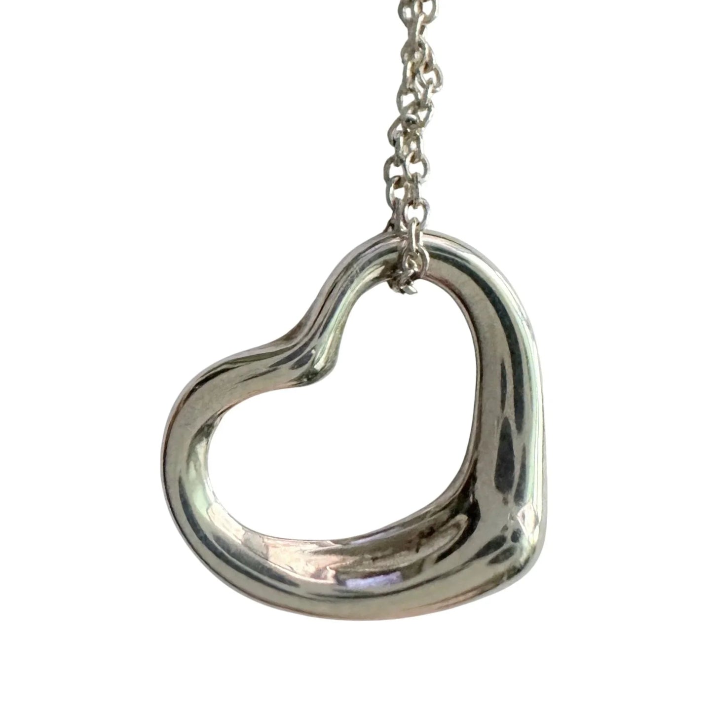 Tiffany & Co Elsa Peretti Open Heart Necklace in Sterling Silver with Dust Bag & Box - Tiffany & Co - A+ Stuff
