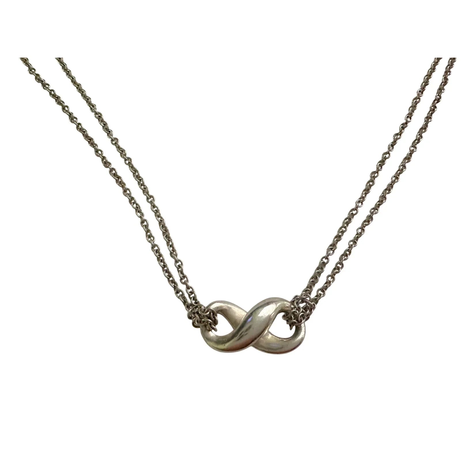 Tiffany & Co Infinity Double Chain Pendant and Necklace in Sterling 14.5" Chain - Tiffany & Co - Pendant with necklace - A+ Stuff