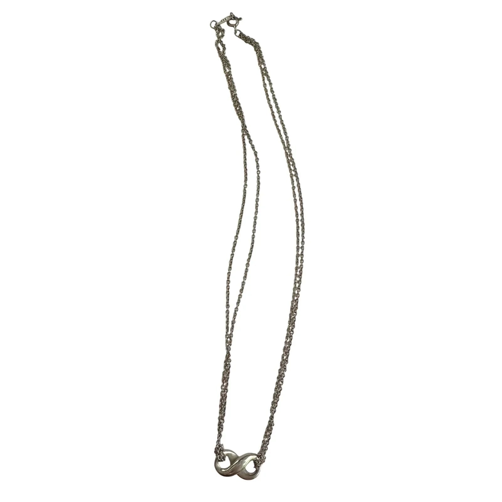Tiffany & Co Infinity Double Chain Pendant and Necklace in Sterling 14.5" Chain - Tiffany & Co - Pendant with necklace - A+ Stuff