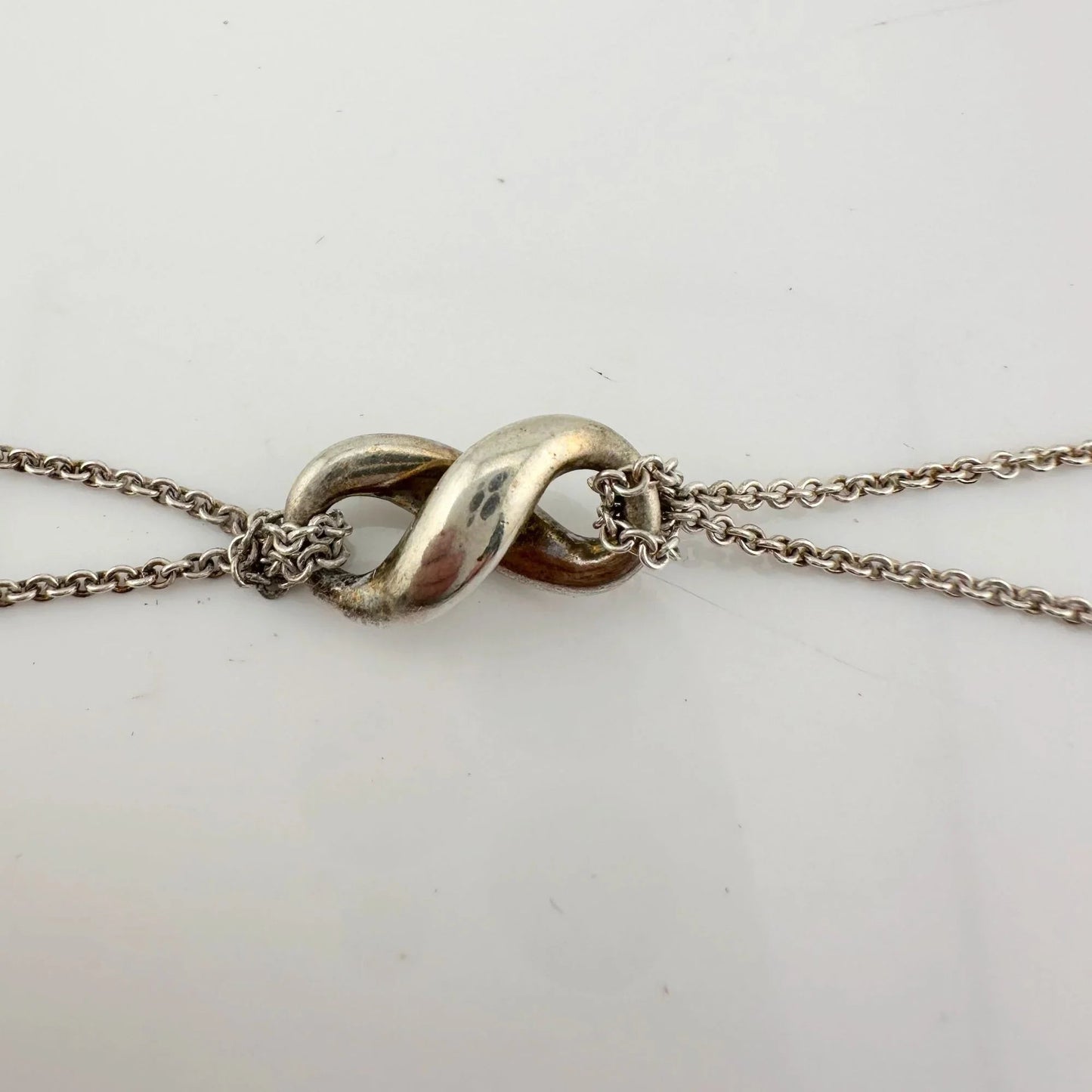 Tiffany & Co Infinity Double Chain Pendant and Necklace in Sterling SIlver - A+ Stuff