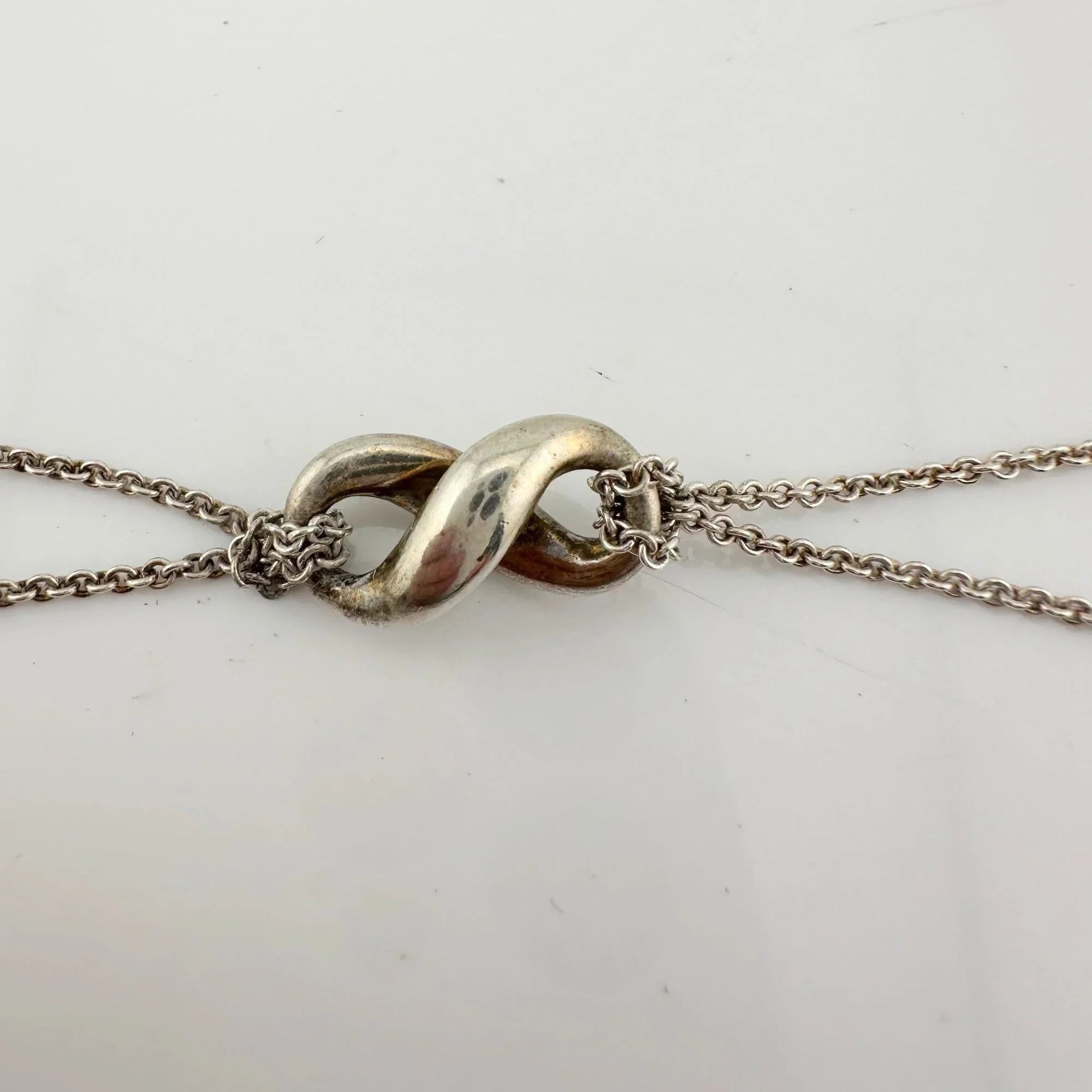 Tiffany & Co Infinity Double Chain Pendant and Necklace in Sterling SIlver - A+ Stuff
