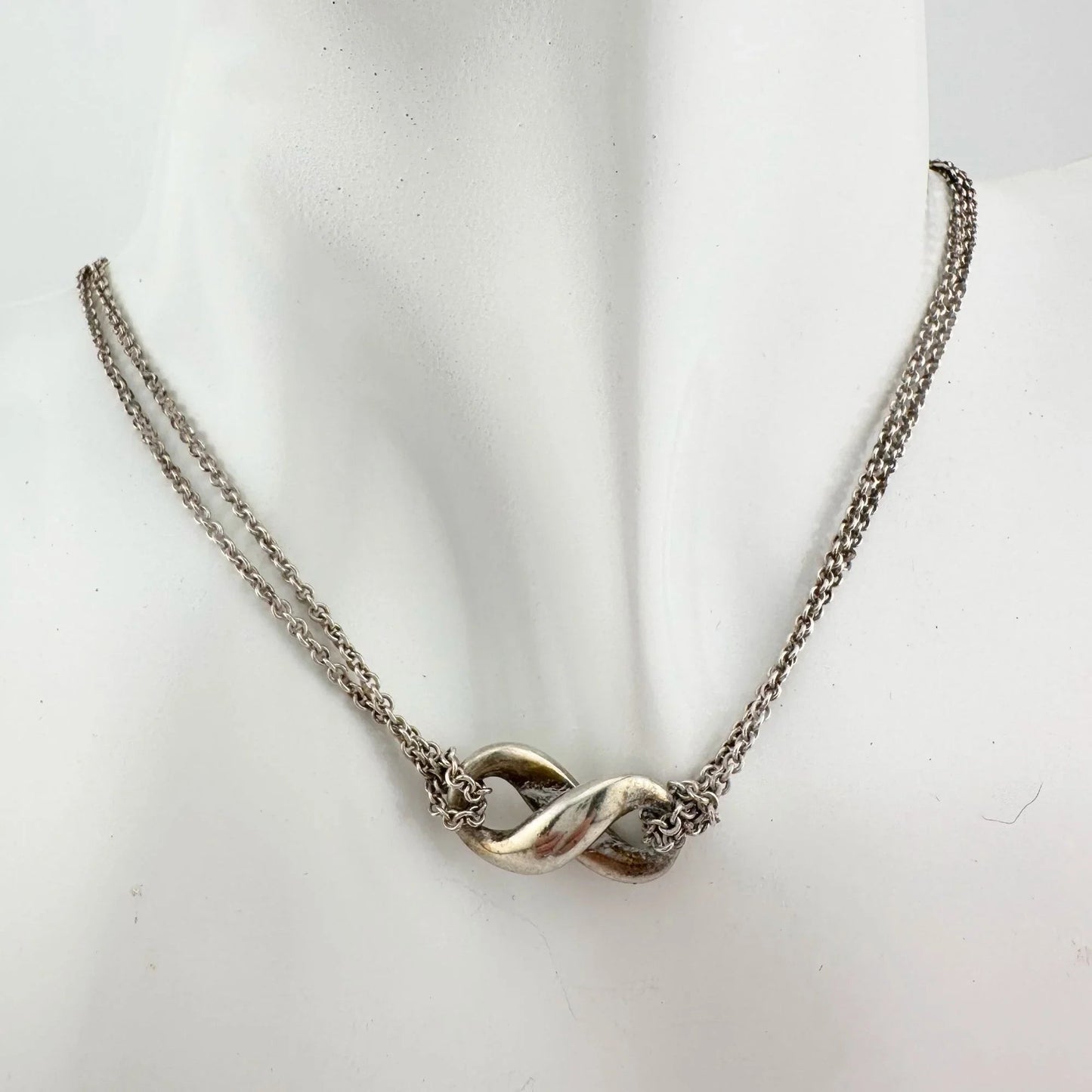 Tiffany & Co Infinity Double Chain Pendant and Necklace in Sterling SIlver - A+ Stuff