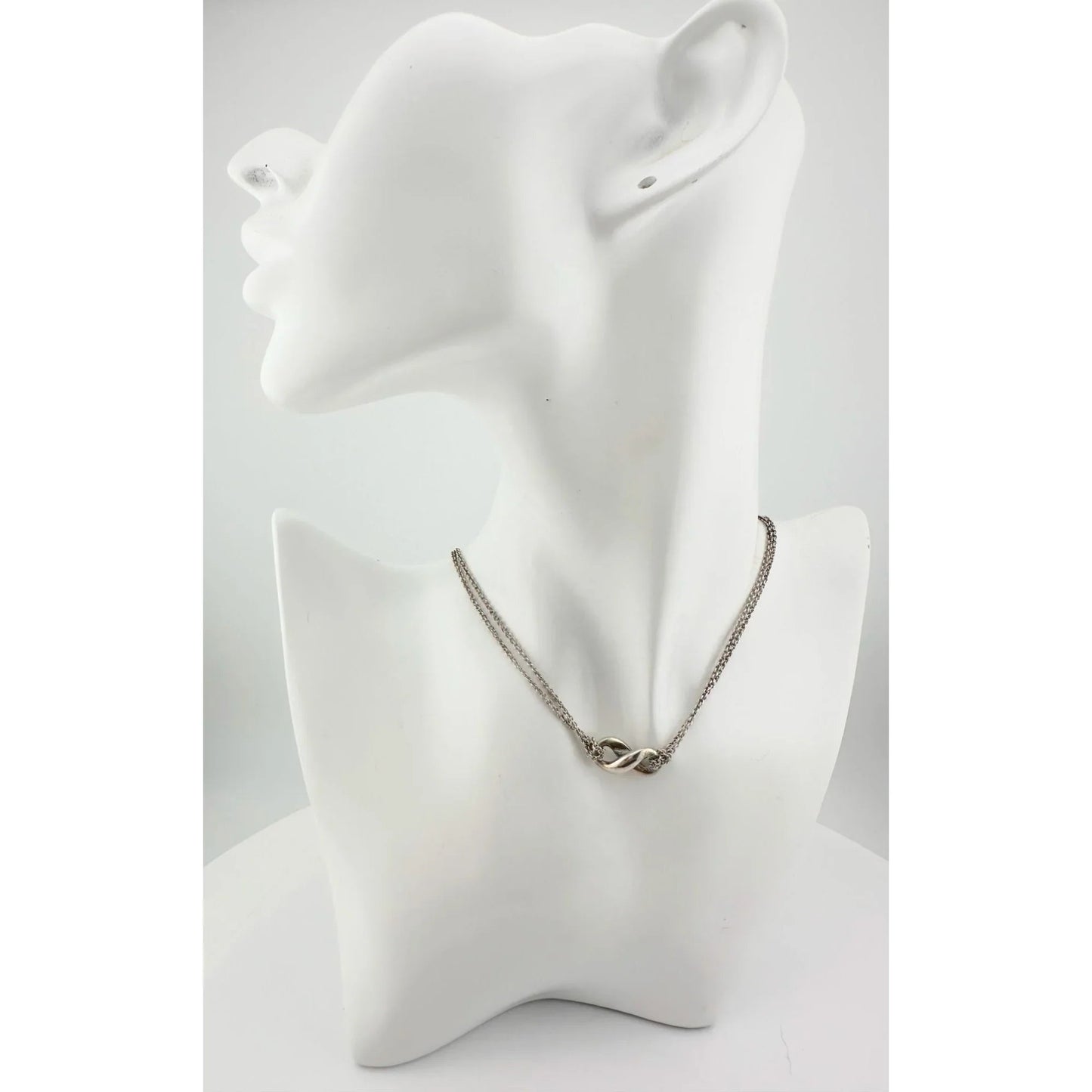 Tiffany & Co Infinity Double Chain Pendant and Necklace in Sterling SIlver - A+ Stuff