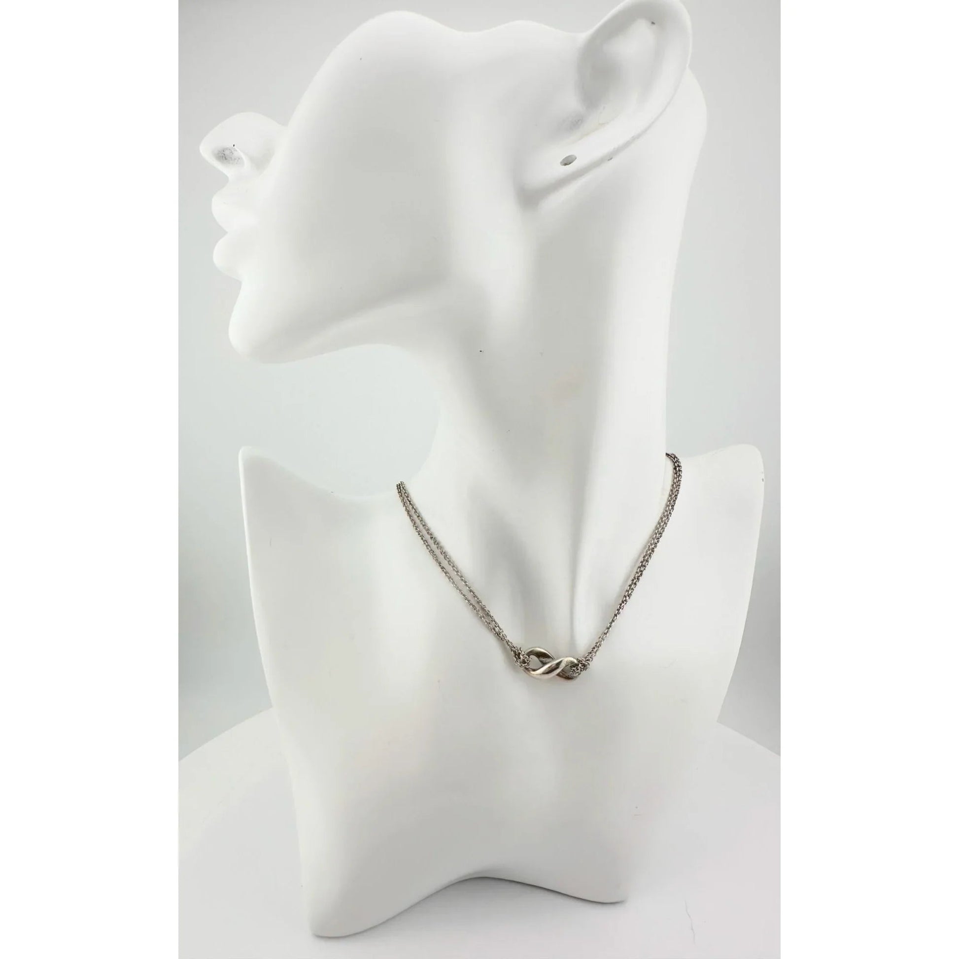 Tiffany & Co Infinity Double Chain Pendant and Necklace in Sterling SIlver - A+ Stuff