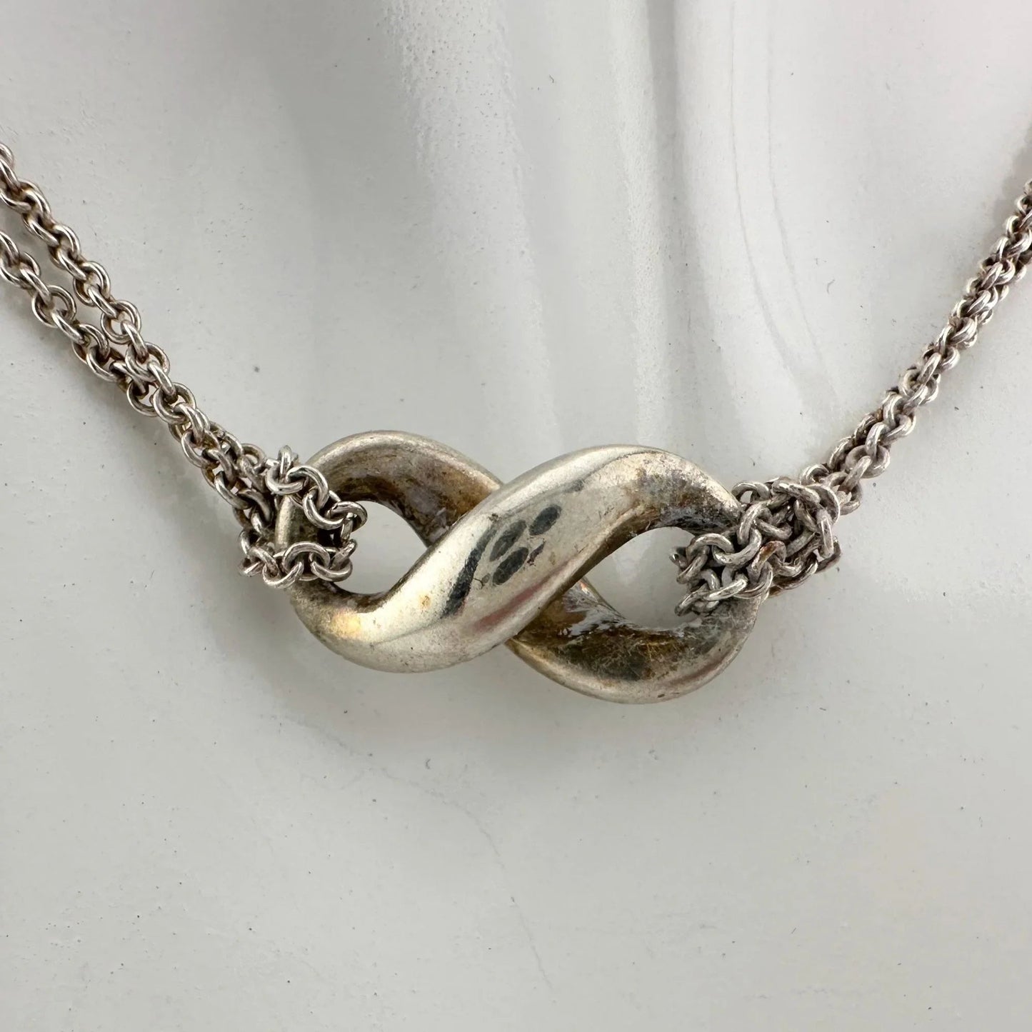 Tiffany & Co Infinity Double Chain Pendant and Necklace in Sterling SIlver - A+ Stuff
