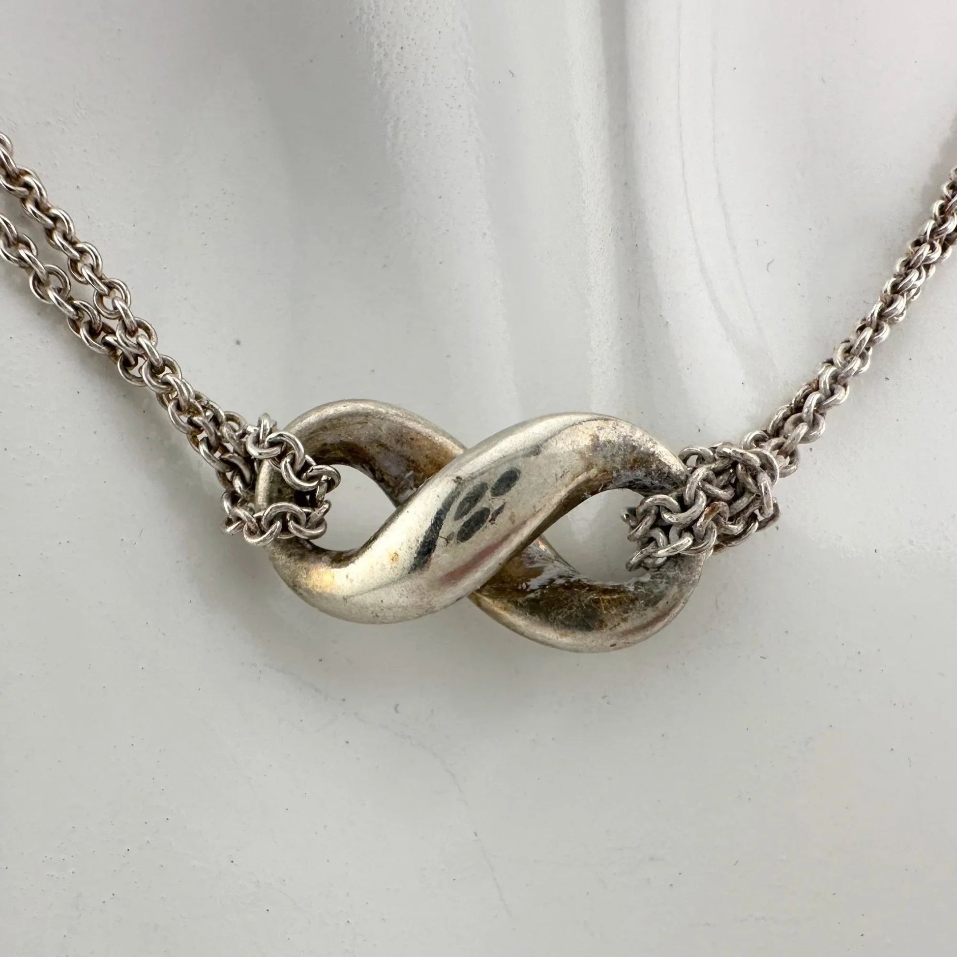 Tiffany & Co Infinity Double Chain Pendant and Necklace in Sterling SIlver - A+ Stuff