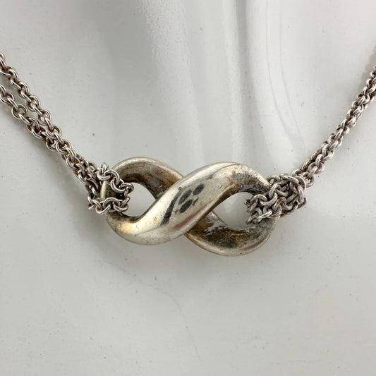 Tiffany & Co Infinity Double Chain Pendant and Necklace in Sterling SIlver - A+ Stuff