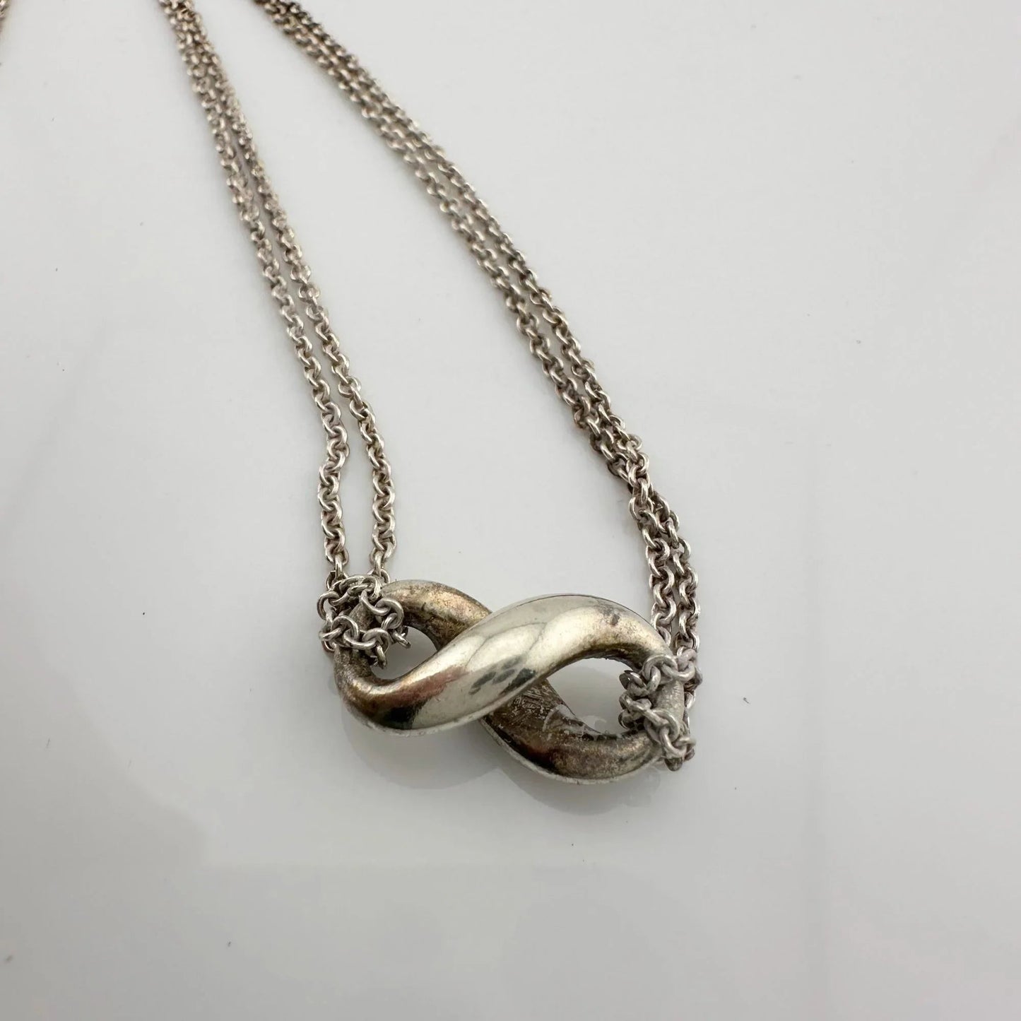 Tiffany & Co Infinity Double Chain Pendant and Necklace in Sterling SIlver - A+ Stuff