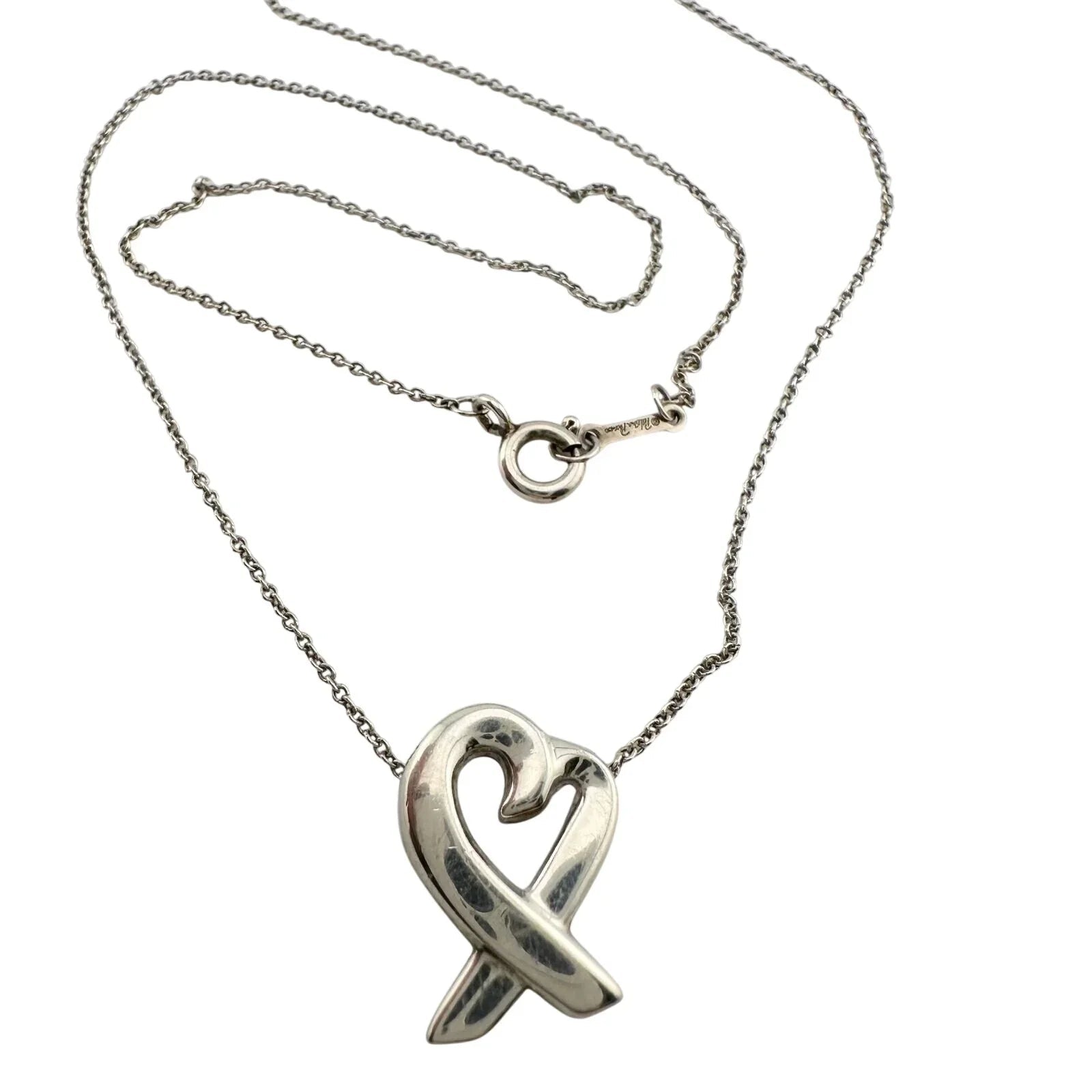 Tiffany & Co Paloma Picasso Small Loving Heart Pendant Necklace 16" Chain - Tiffany and Co - Necklace with Pendant - A+ Stuff