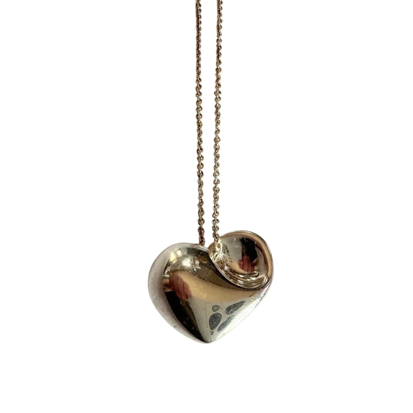 Tiffany & Co Puffy Heart (or folded heart) Necklace - Sterling Silver - 15" - Tiffany & Co. - Necklace with Pendant - A+ Stuff