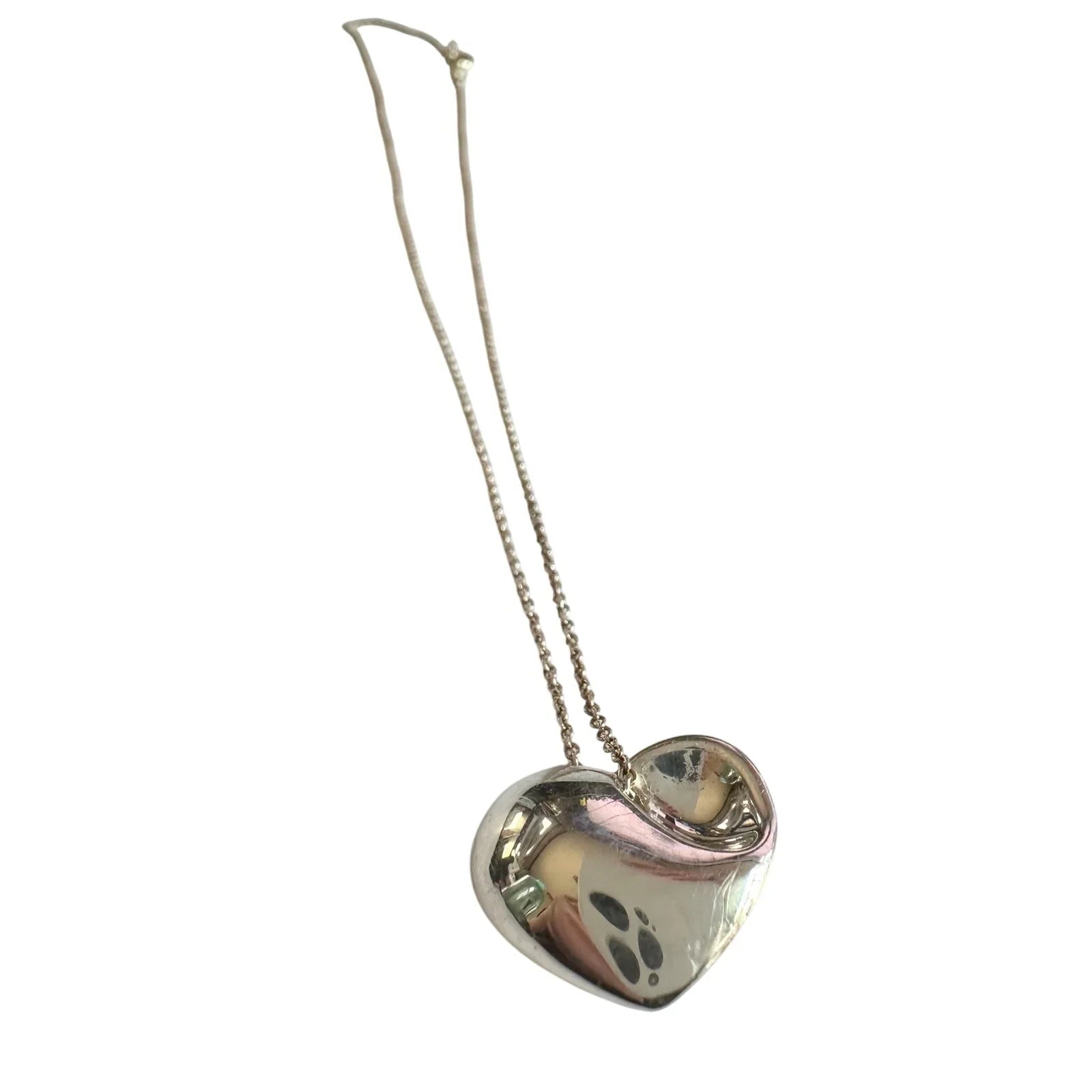 Tiffany & Co Puffy Heart (or folded heart) Necklace - Sterling Silver - 15" - Tiffany & Co. - Necklace with Pendant - A+ Stuff