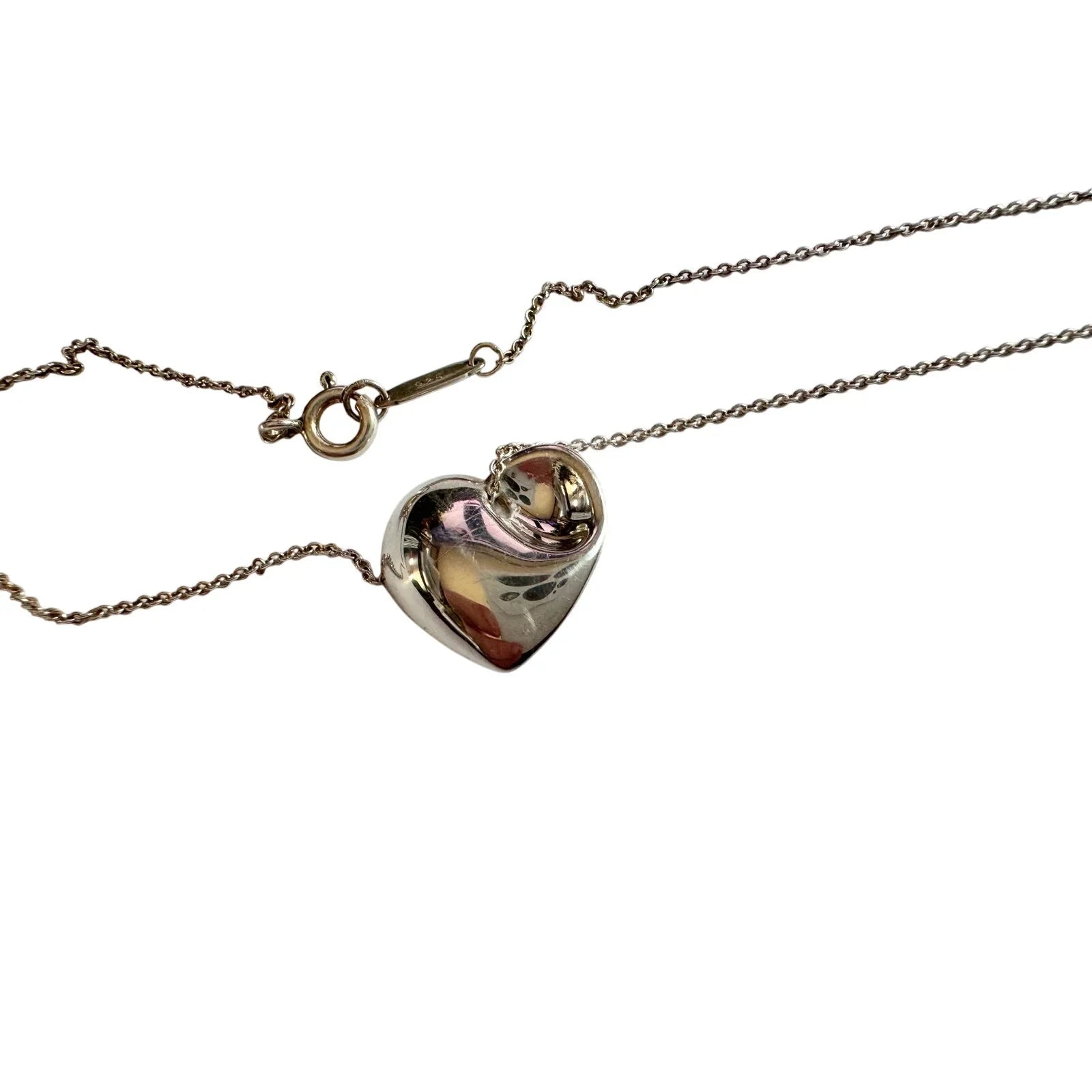 Tiffany & Co Puffy Heart (or folded heart) Necklace - Sterling Silver - 15" - Tiffany & Co. - Necklace with Pendant - A+ Stuff