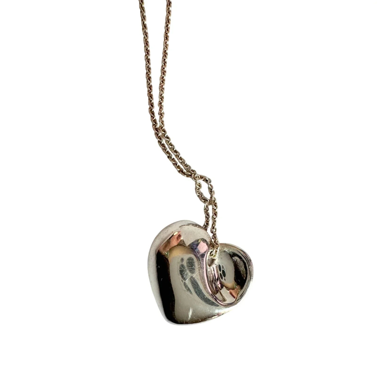 Tiffany & Co Puffy Heart (or folded heart) Necklace - Sterling Silver - 15" - Tiffany & Co. - Necklace with Pendant - A+ Stuff
