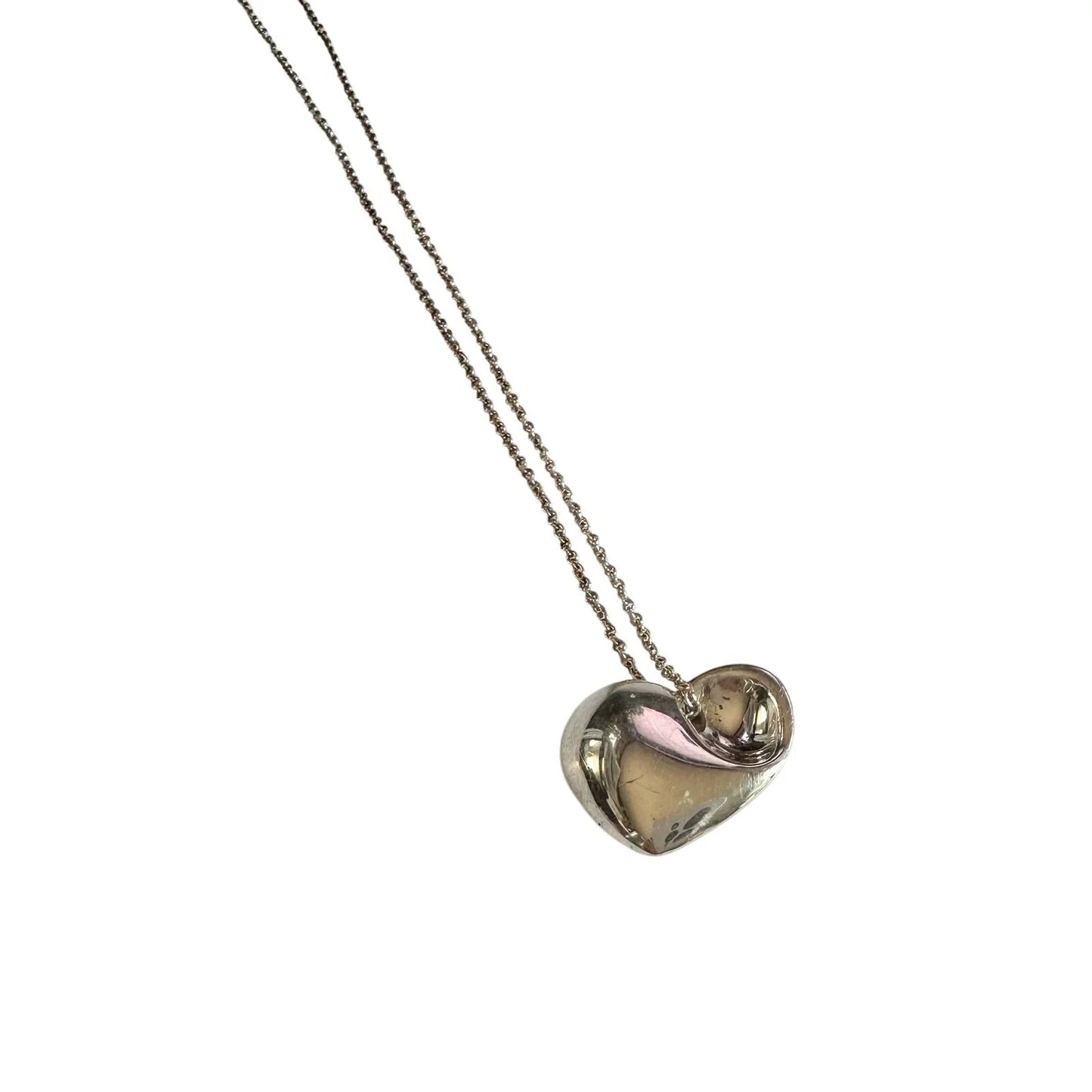 Tiffany & Co Puffy Heart (or folded heart) Necklace - Sterling Silver - 15" - Tiffany & Co. - Necklace with Pendant - A+ Stuff