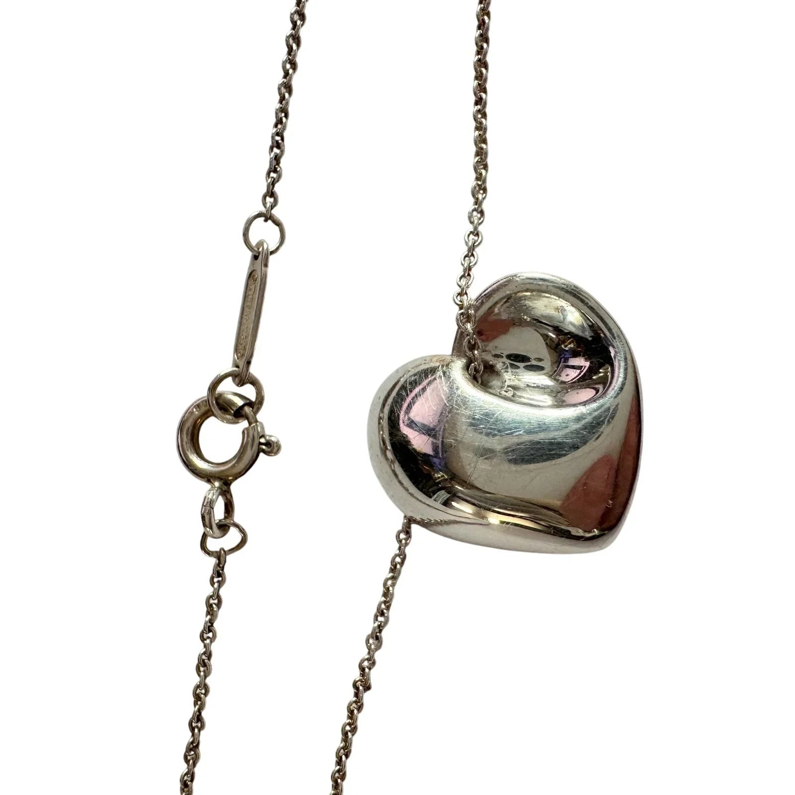 Tiffany & Co Puffy Heart (or folded heart) Necklace - Sterling Silver - 15" - Tiffany & Co. - Necklace with Pendant - A+ Stuff