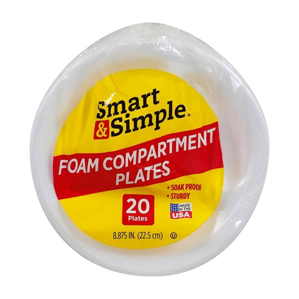Case of Smart & Simple 9" Compartment Foam Plates - NIP Approx 396 total Smart & Simple  A+ Stuff Disposable Tablewear