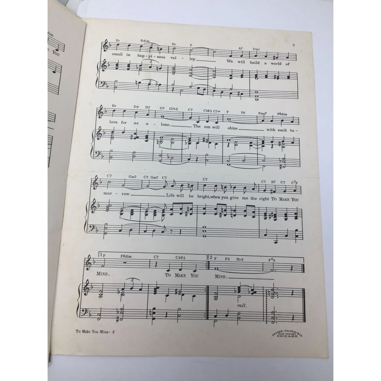 ''To Make You Mine'' Vintage Sheet Music (by Al Trace, Ben Trace, Vic Damon) - A+ Stuff - sheet music - A+ Stuff