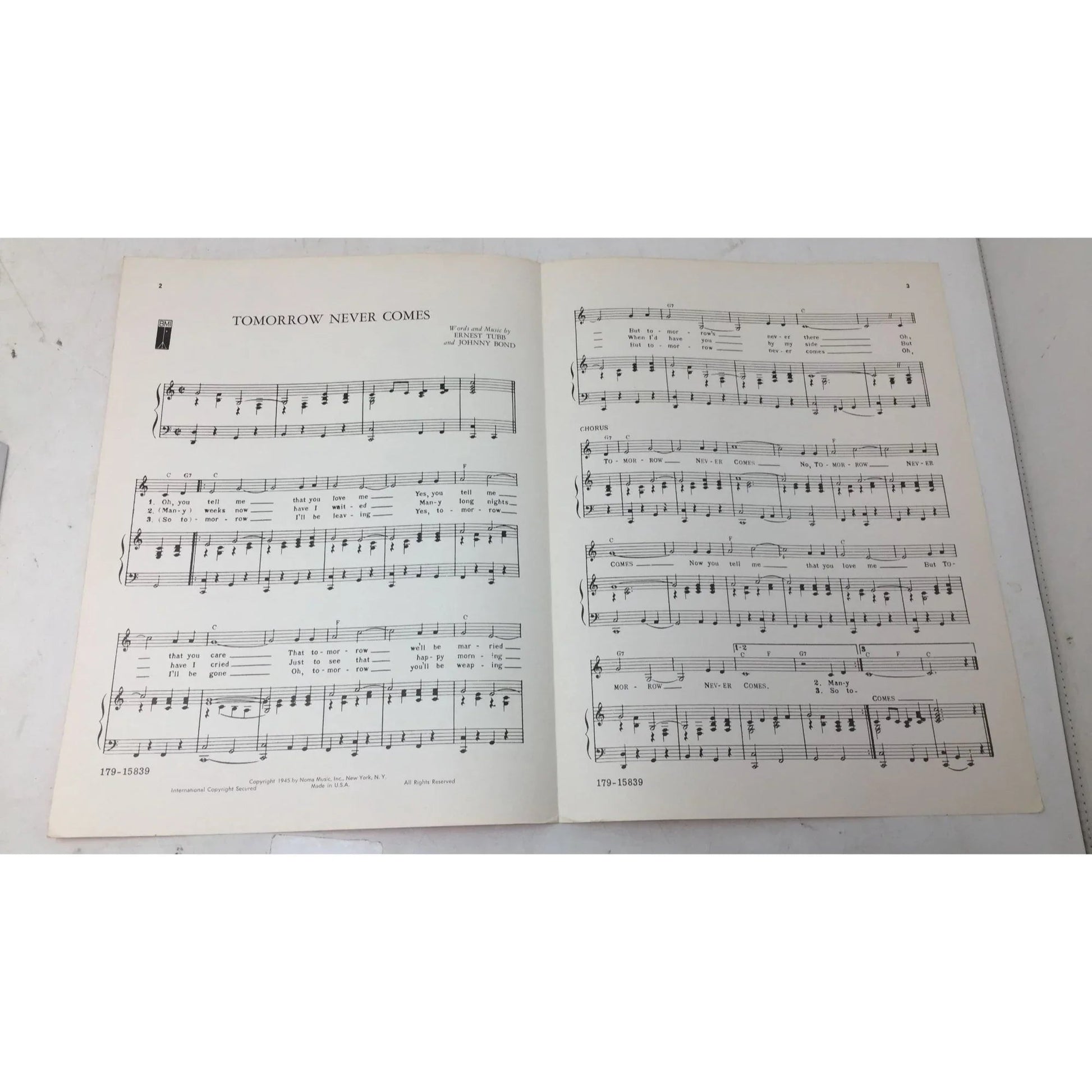 TOMORROW NEVER COMES Vintage 1945 Sheet music - A+ Stuff - sheet music - A+ Stuff