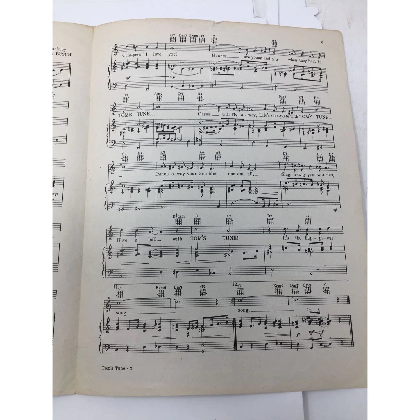 ''TOM'S TUNE'' VINTAGE 1951 SHEET MUSIC - A+ Stuff - SHEET MUSIC - A+ Stuff