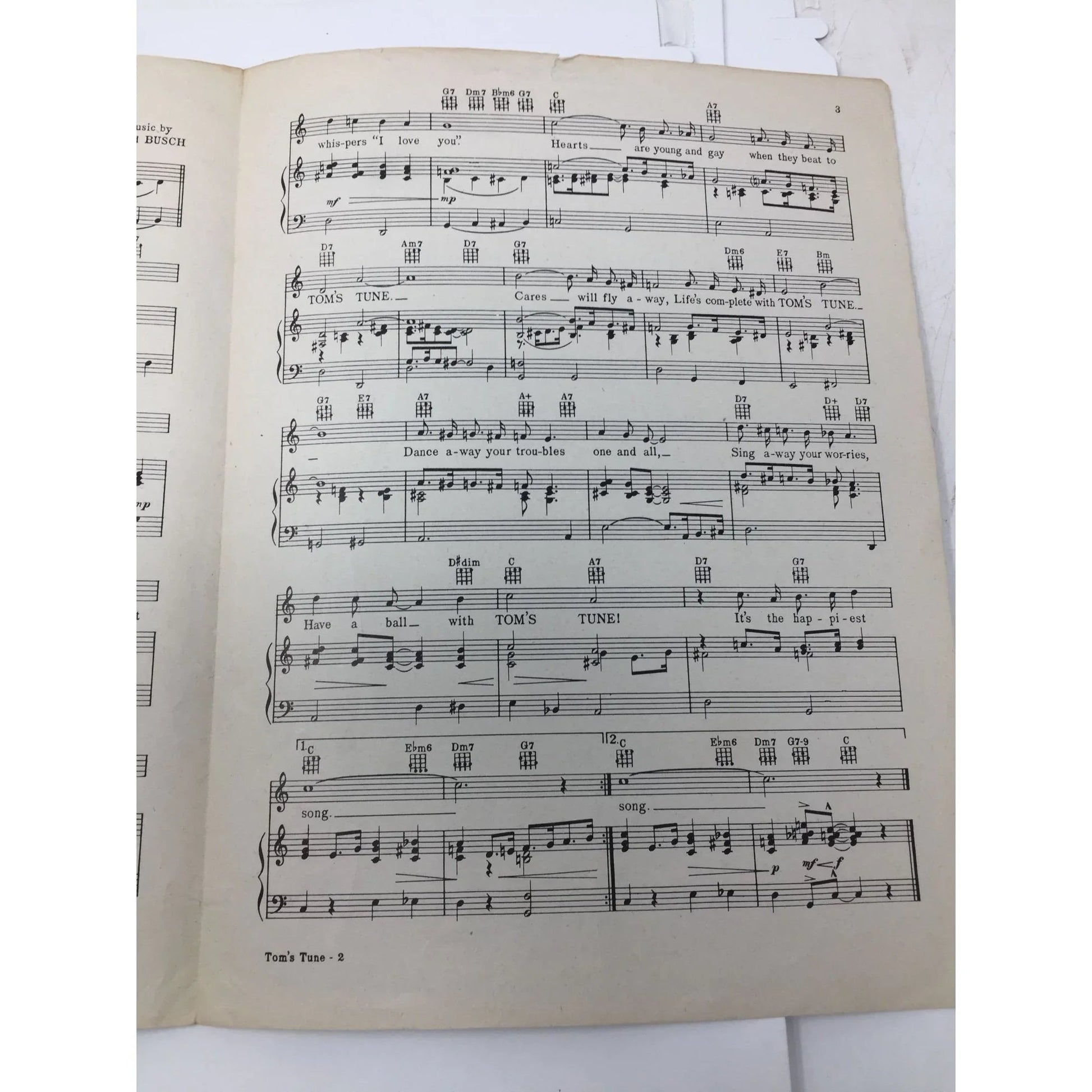 ''TOM'S TUNE'' VINTAGE 1951 SHEET MUSIC - A+ Stuff - SHEET MUSIC - A+ Stuff