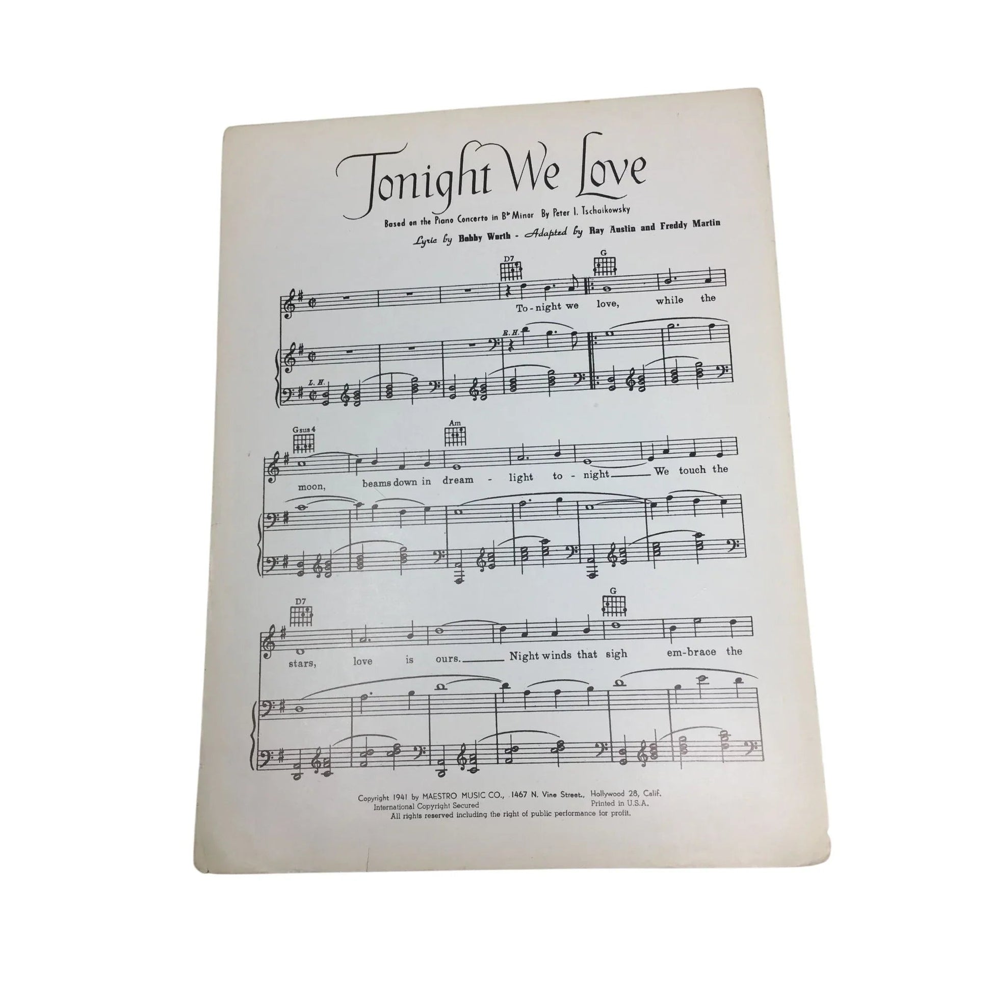 ''Tonight We Love'' Vintage Sheet Music - A+ Stuff - SHEET MUSIC - A+ Stuff