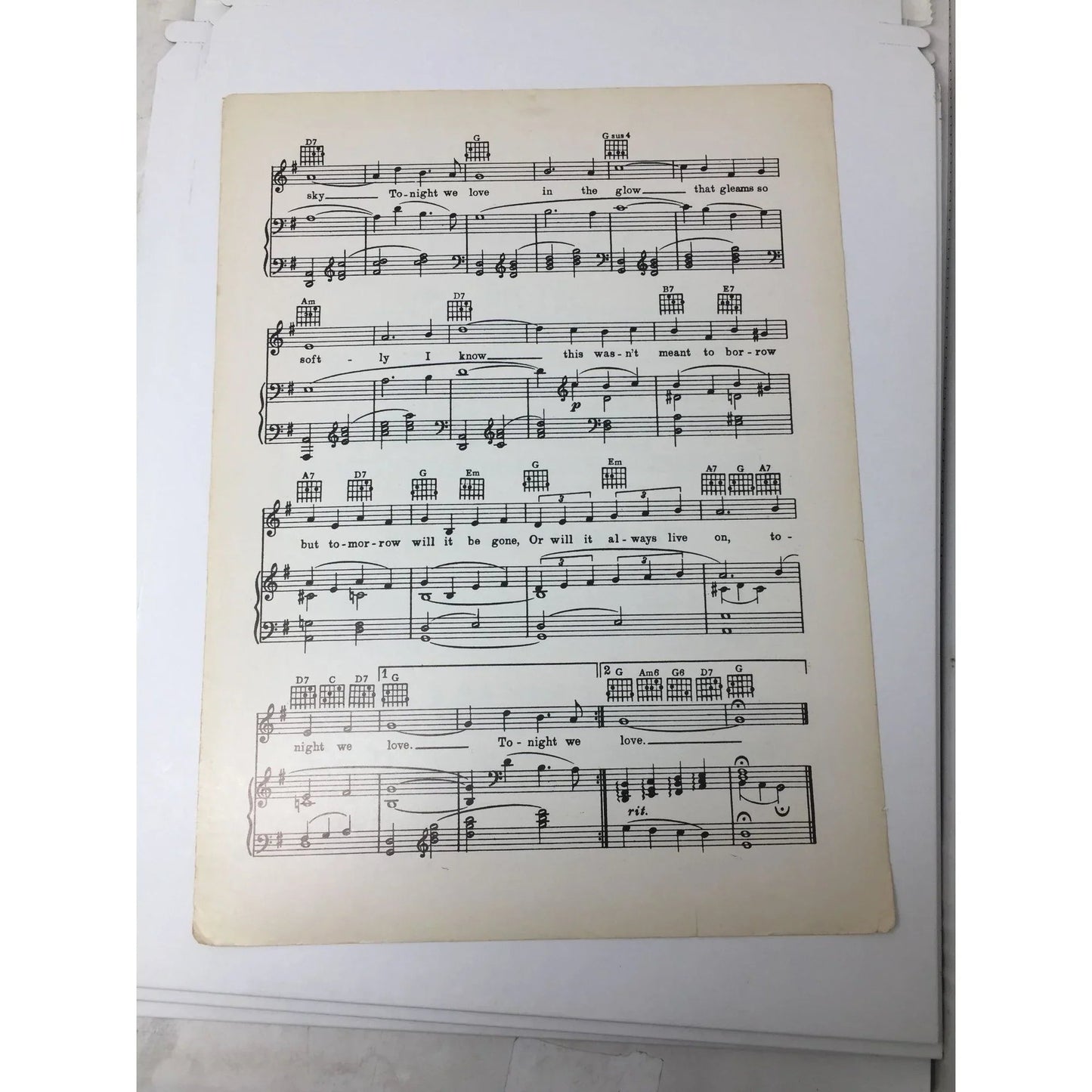 ''Tonight We Love'' Vintage Sheet Music - A+ Stuff - SHEET MUSIC - A+ Stuff
