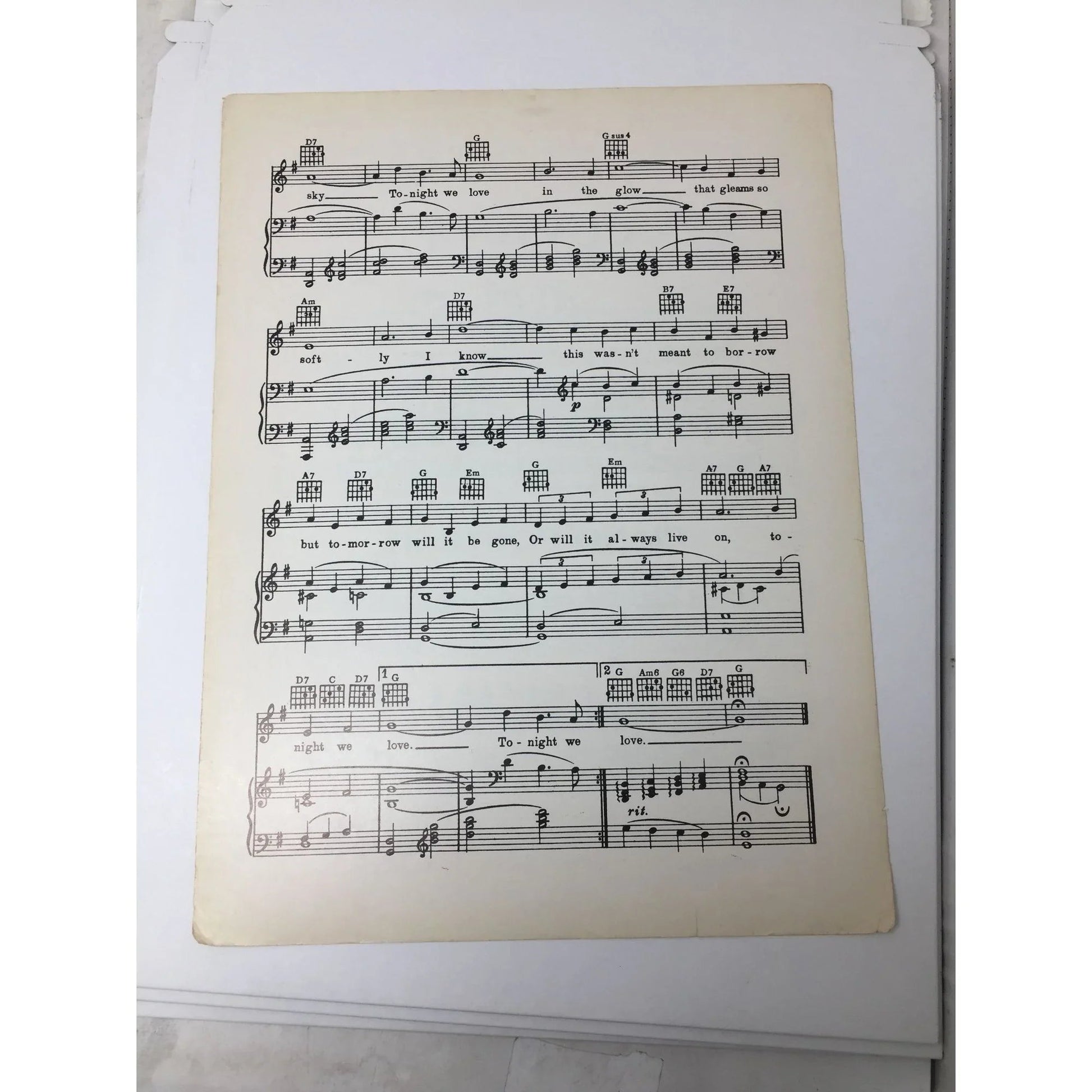 ''Tonight We Love'' Vintage Sheet Music - A+ Stuff - SHEET MUSIC - A+ Stuff