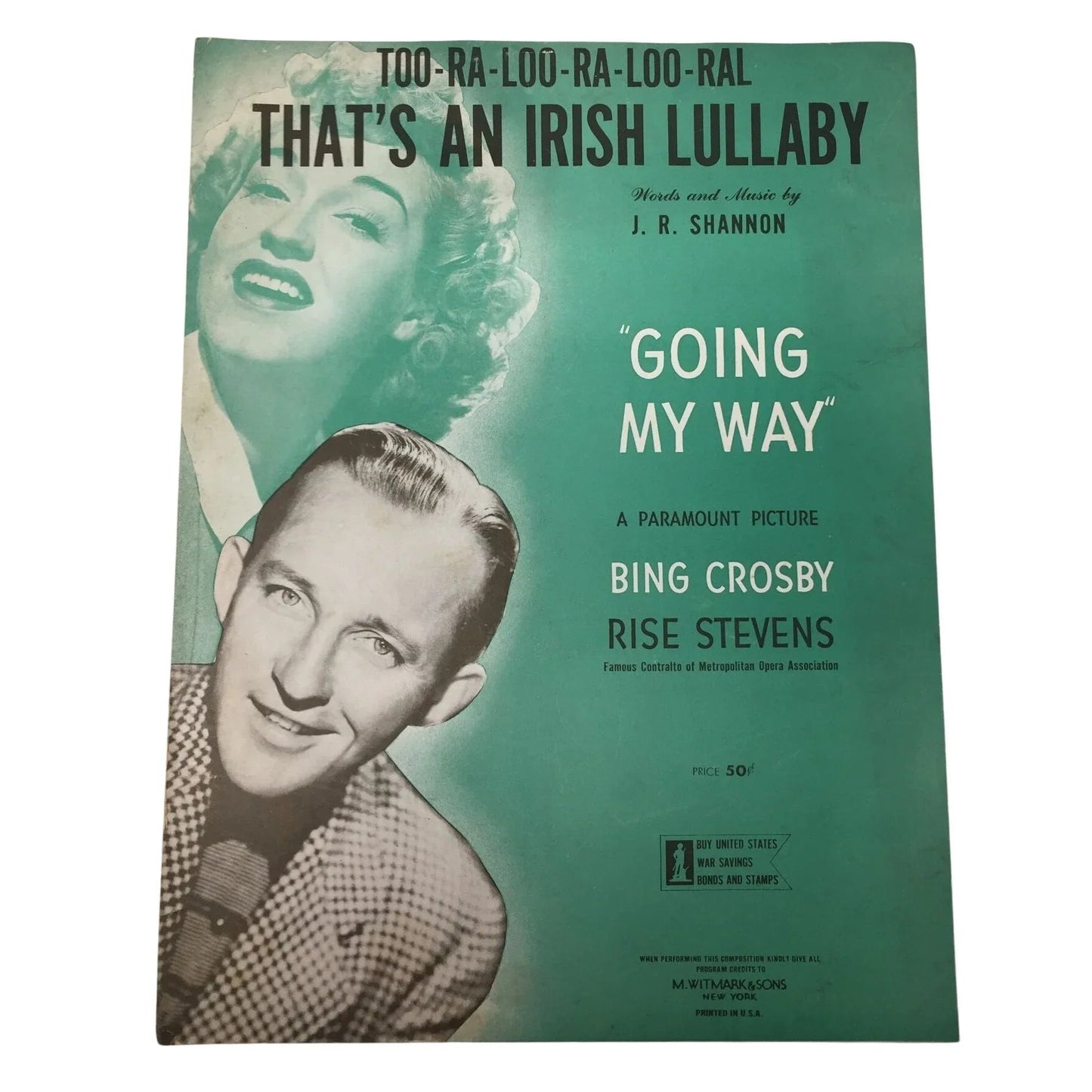 Too - Ra - Loo - Ra - Loo - Ral That's an Irish Lullaby Vintage sheet music - A+ Stuff - SHEET MUSIC - A+ Stuff