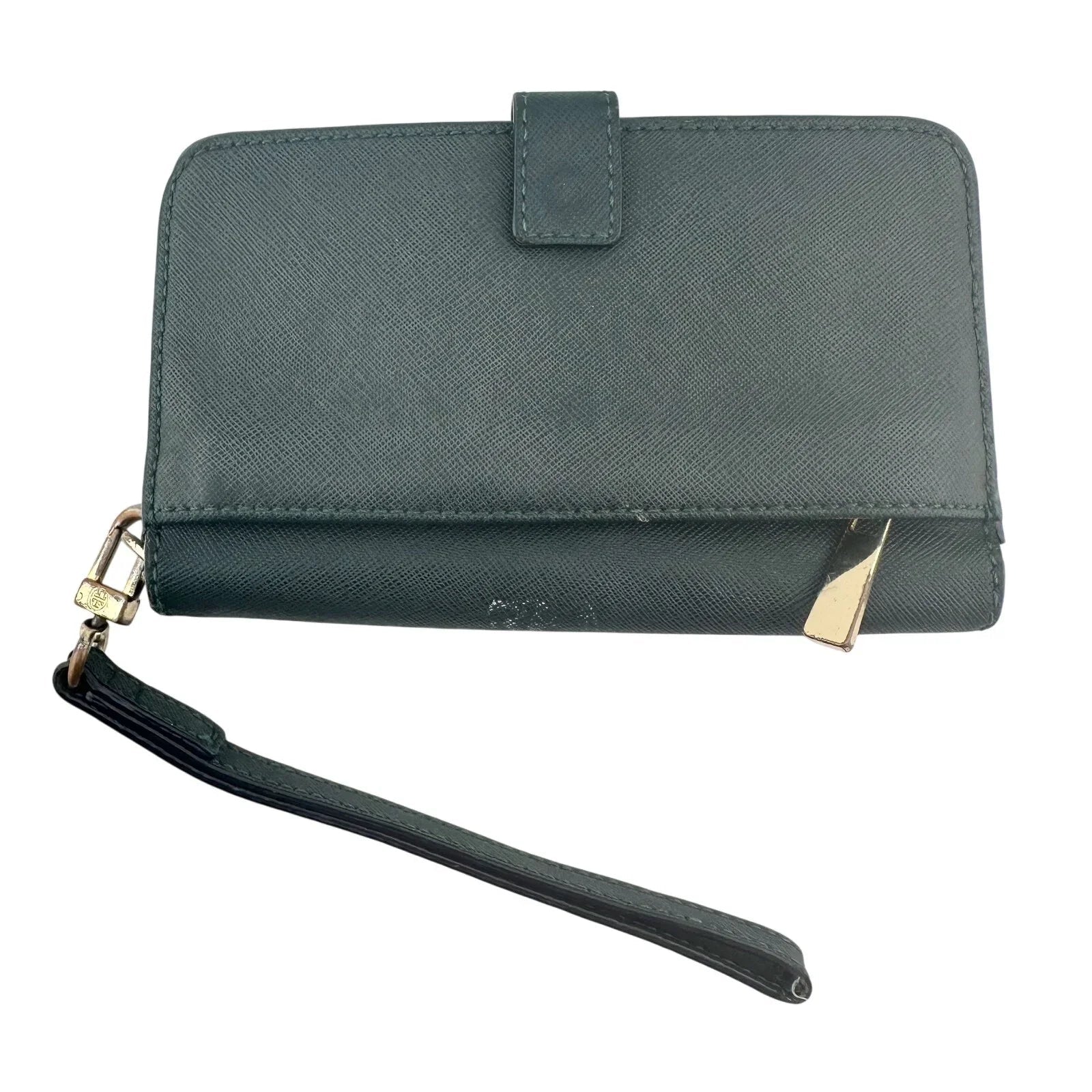 Tory Burch Deep Green Leather Bi - Fold Wallet Wristlet - Tory Burch - Designer wallet - A+ Stuff