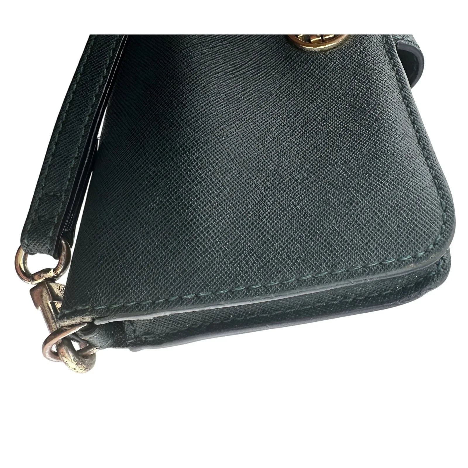 Tory Burch Deep Green Leather Bi - Fold Wallet Wristlet - Tory Burch - Designer wallet - A+ Stuff