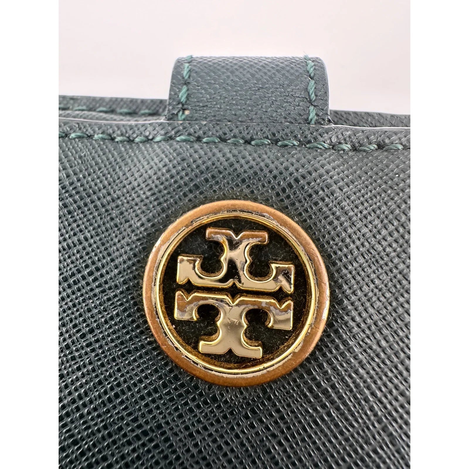 Tory Burch Deep Green Leather Bi - Fold Wallet Wristlet - Tory Burch - Designer wallet - A+ Stuff