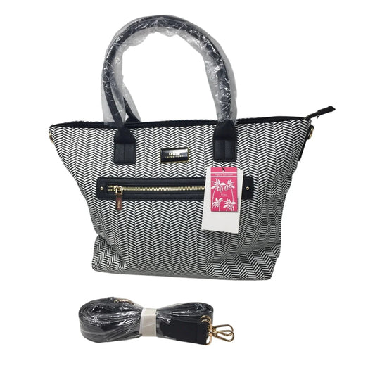 Trina Turk Optical Illusion Black & White Chevron 2 Way Tote NWT - Trina Trina Turk - tote bag - A+ Stuff