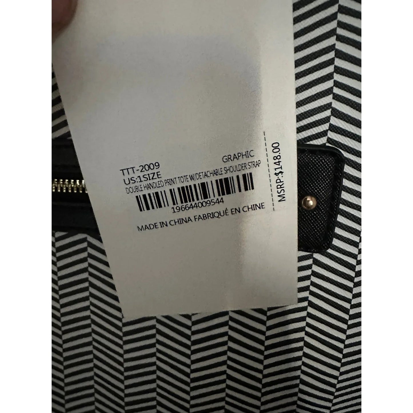 Trina Turk Optical Illusion Black & White Chevron 2 Way Tote NWT - Trina Trina Turk - tote bag - A+ Stuff
