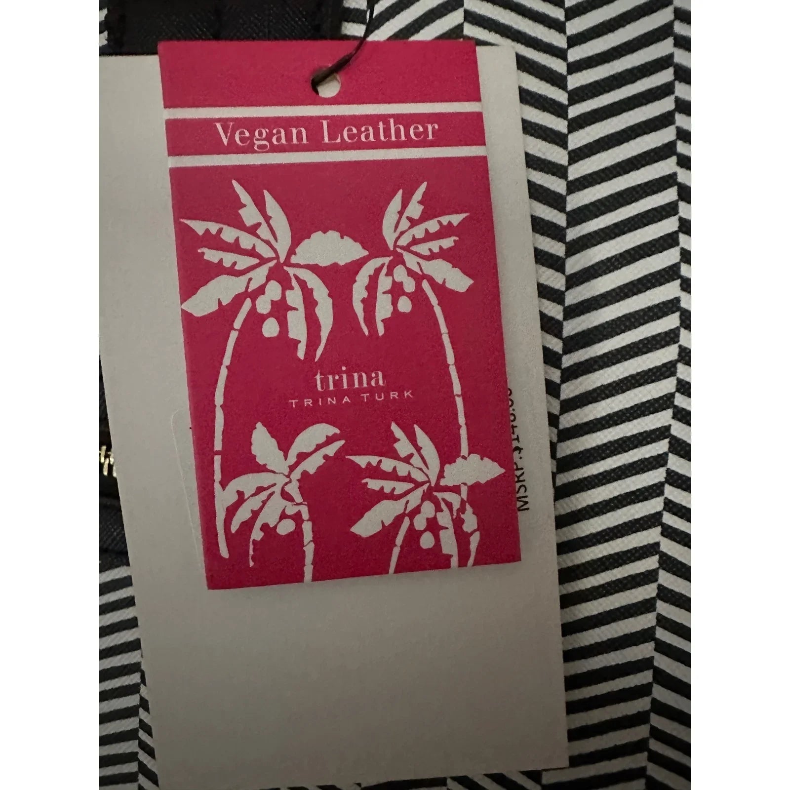 Trina Turk Optical Illusion Black & White Chevron 2 Way Tote NWT - Trina Trina Turk - tote bag - A+ Stuff
