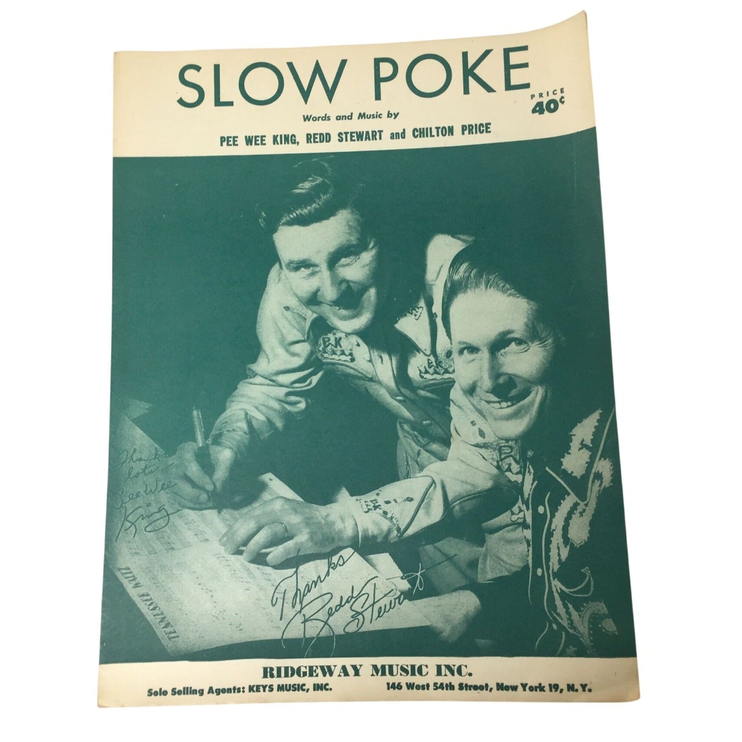 vintage piece of sheet music for the 1951 country song "Slow Poke," A+ Stuff  A+ Stuff