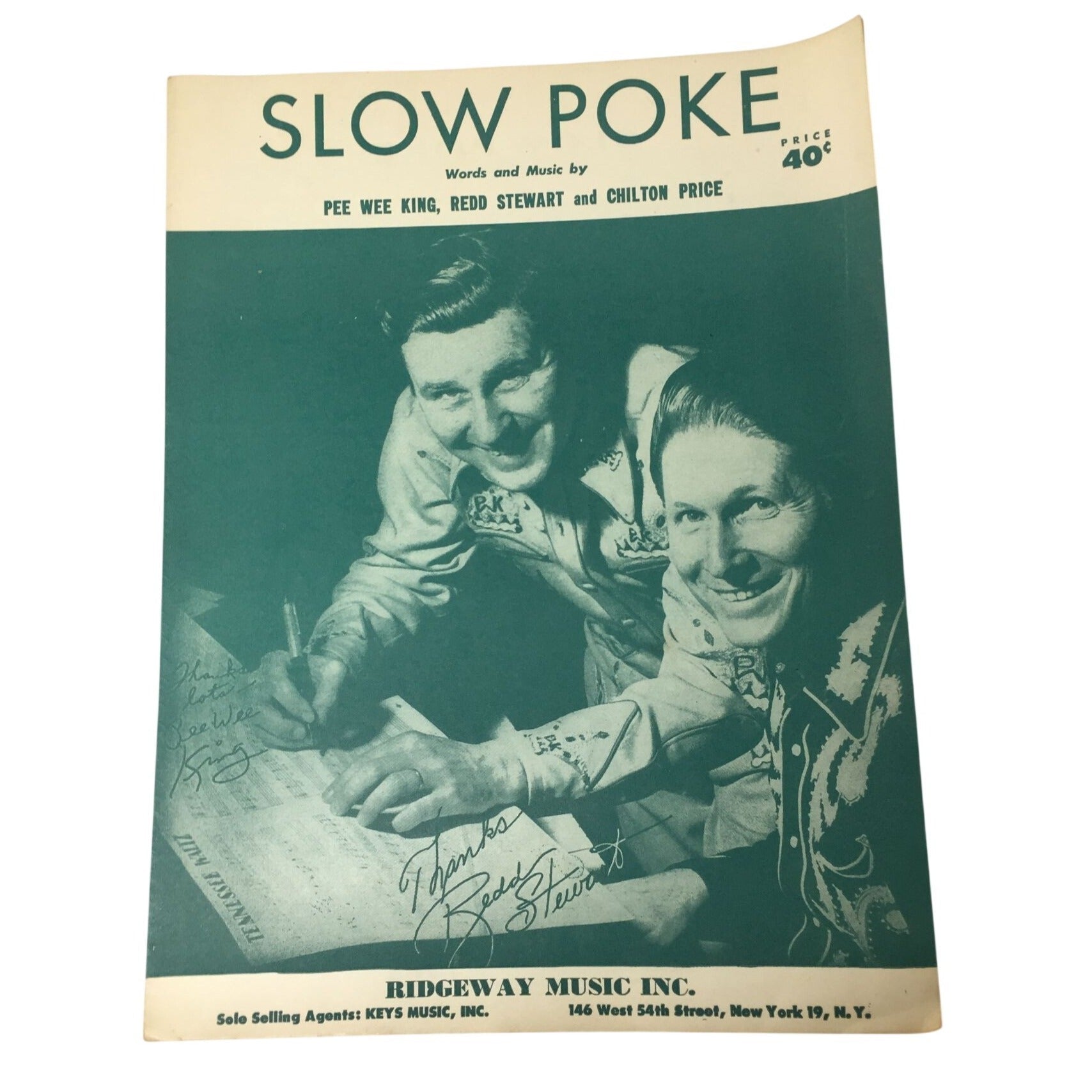 vintage piece of sheet music for the 1951 country song "Slow Poke," A+ Stuff  A+ Stuff