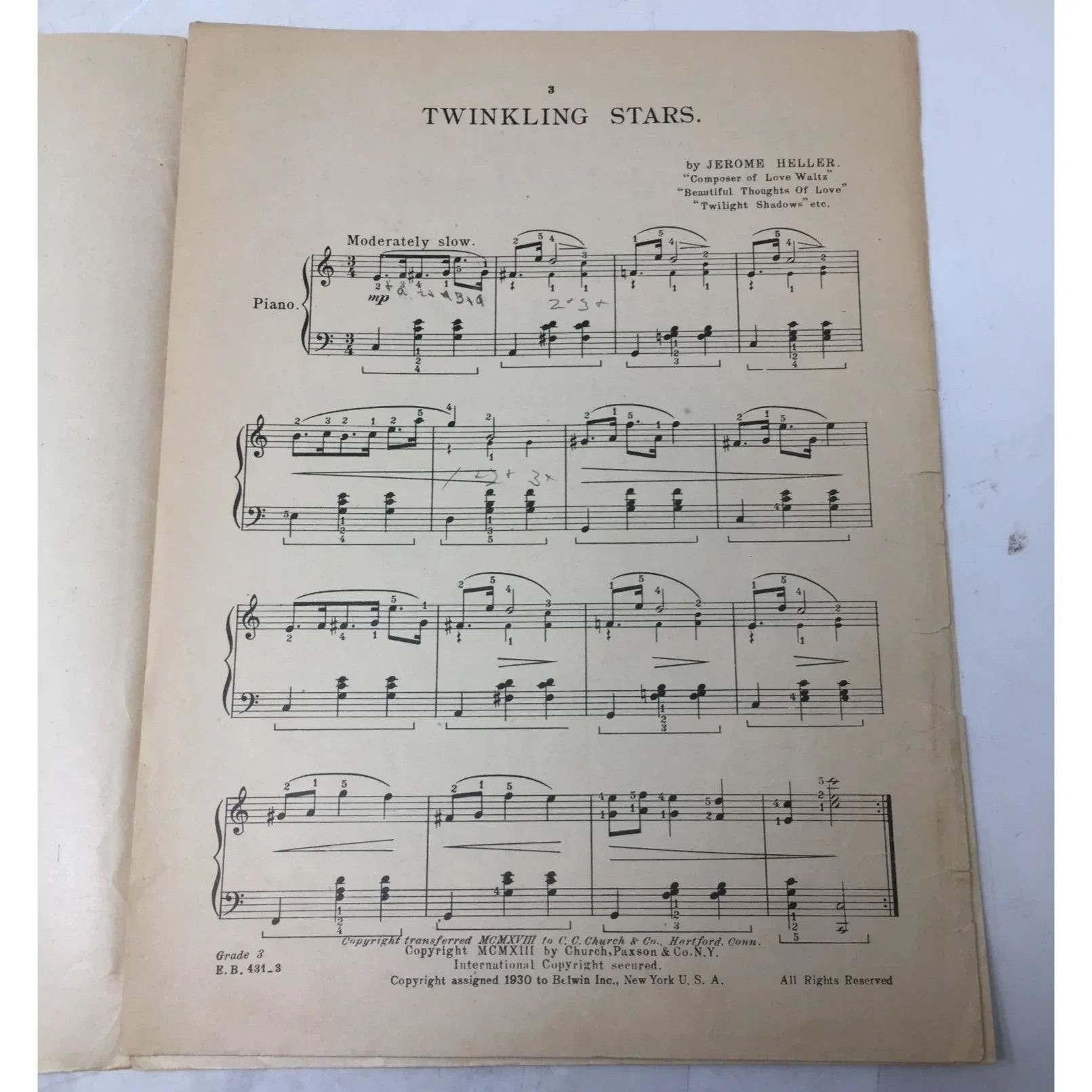 Twinkling Stars by Jerome Heller (Piano solo) - A+ Stuff - sheet music - A+ Stuff